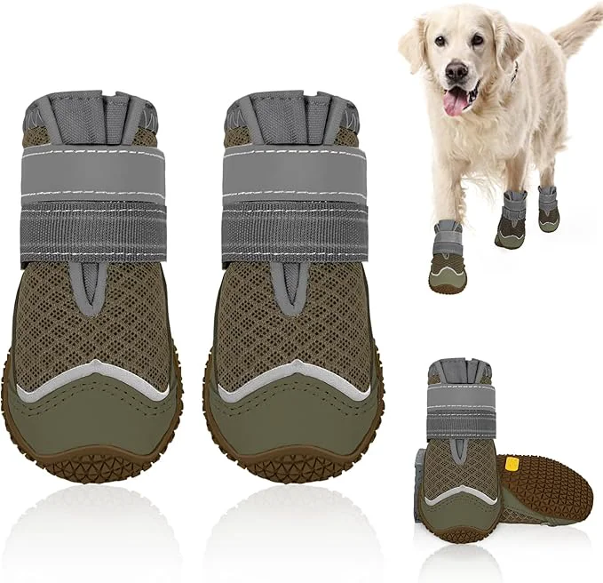 Reliable SlowTon Dog Shoes for Large Small Medium Dogs – Breathable Dog Boots for Summer Hot Pavement Paw Protector for Outdoor Walking Winter Snow Anti-Slip Rubber Dog Booties for Hardwood Floor Brown 5 About ThisOverview Outstanding