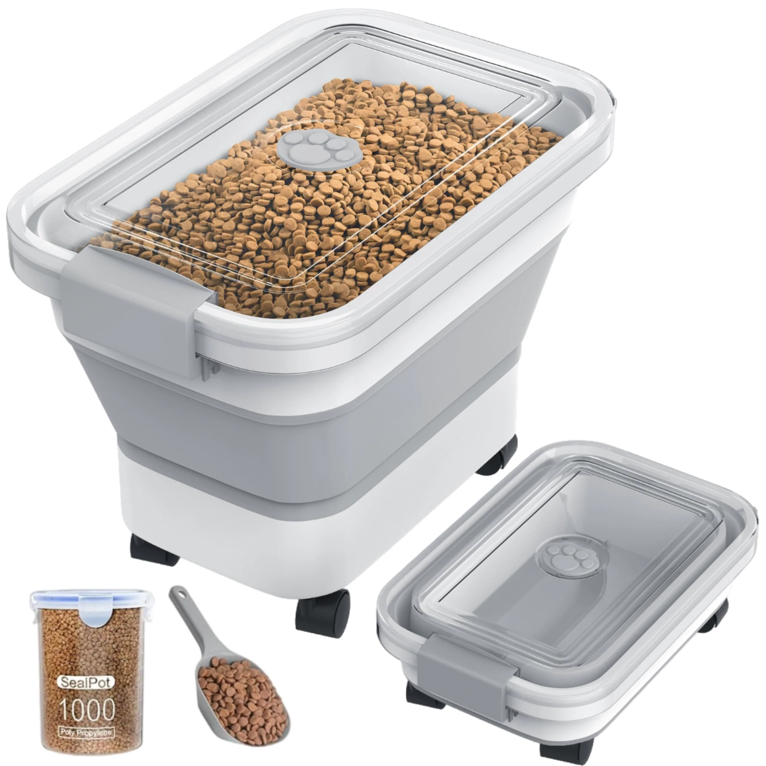 Enhanced DDMOMMY 20-23 Lbs Dog Food Storage Container Collapsible Airtight Wheeled Certified