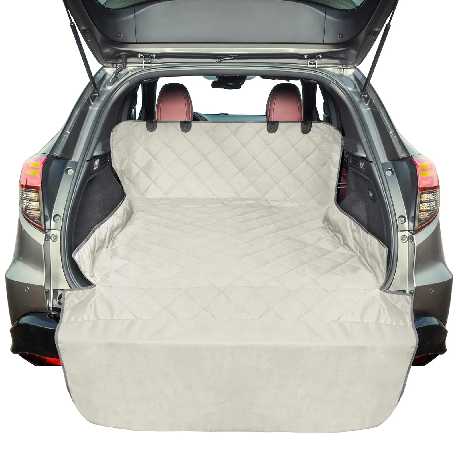 Modern F-color SUV Cargo Liner for Dogs Universal Fit Water-Resistant Non-Slip Pet Cargo Cover – Beige Reusable