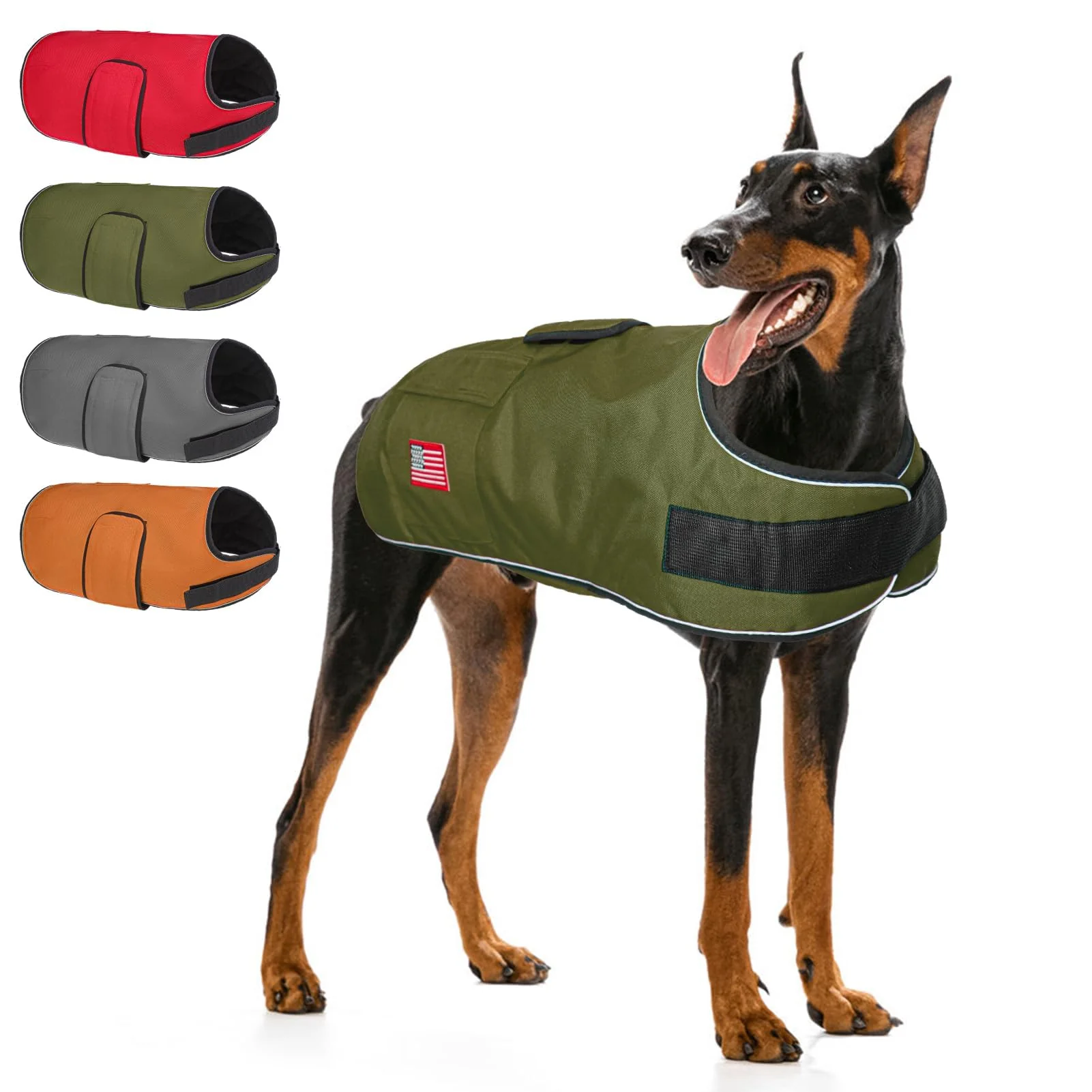 Original Design BEAUTYZOO XXL Dog Winter Coat — Waterproof Warm Reflective Great Dane Jacket Green Optimized