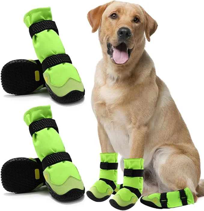 Selected Dog Shoes for Hot Pavement Anti-Slip Dog Boots Paw Protectors for Winter Snowy Day Summer Dog Snow Boots Waterproof Dog Shoes for Small to Large Dogs with Reflective Straps for Hiking 4PcsAbout ThisOverview Quality