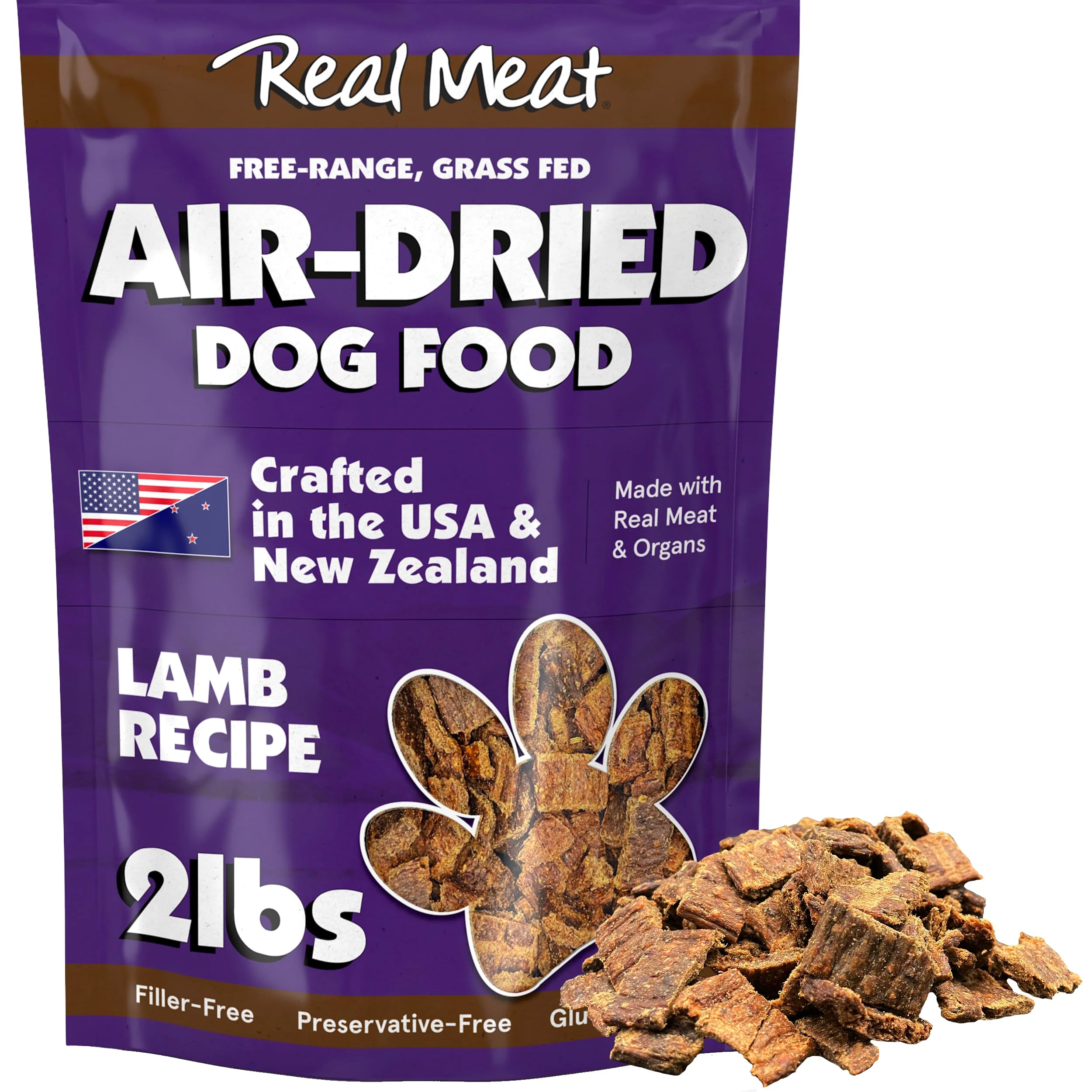 Certified TRMC Meat Air-Dried Dog Food with Lamb – 2lb Grain- USA-Crafted High-Protein Green