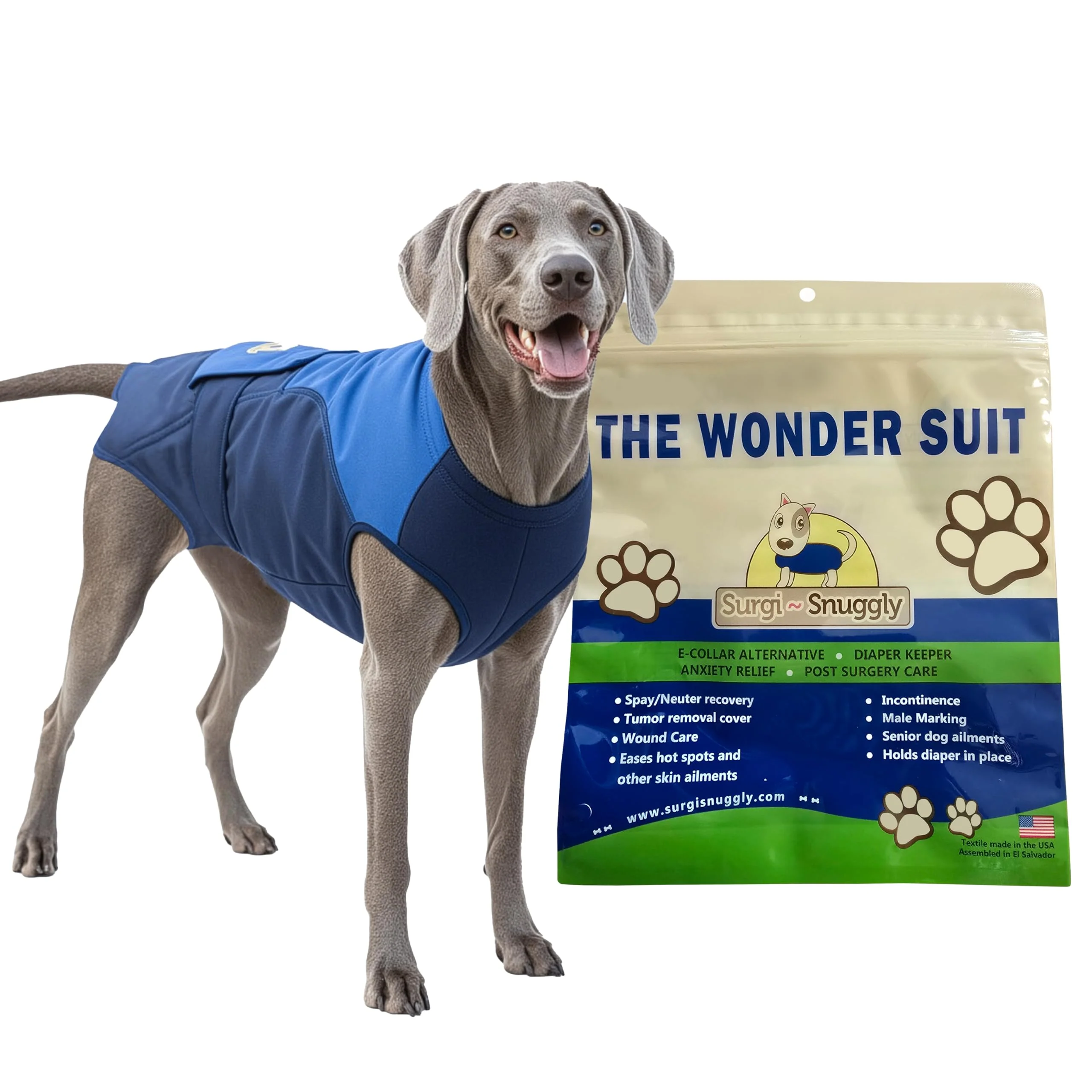 Carefully Designed SurgiSnuggly Dog Surgical Recovery Suit – Comfortable Post-Surgery Onesie E-Collar Professional