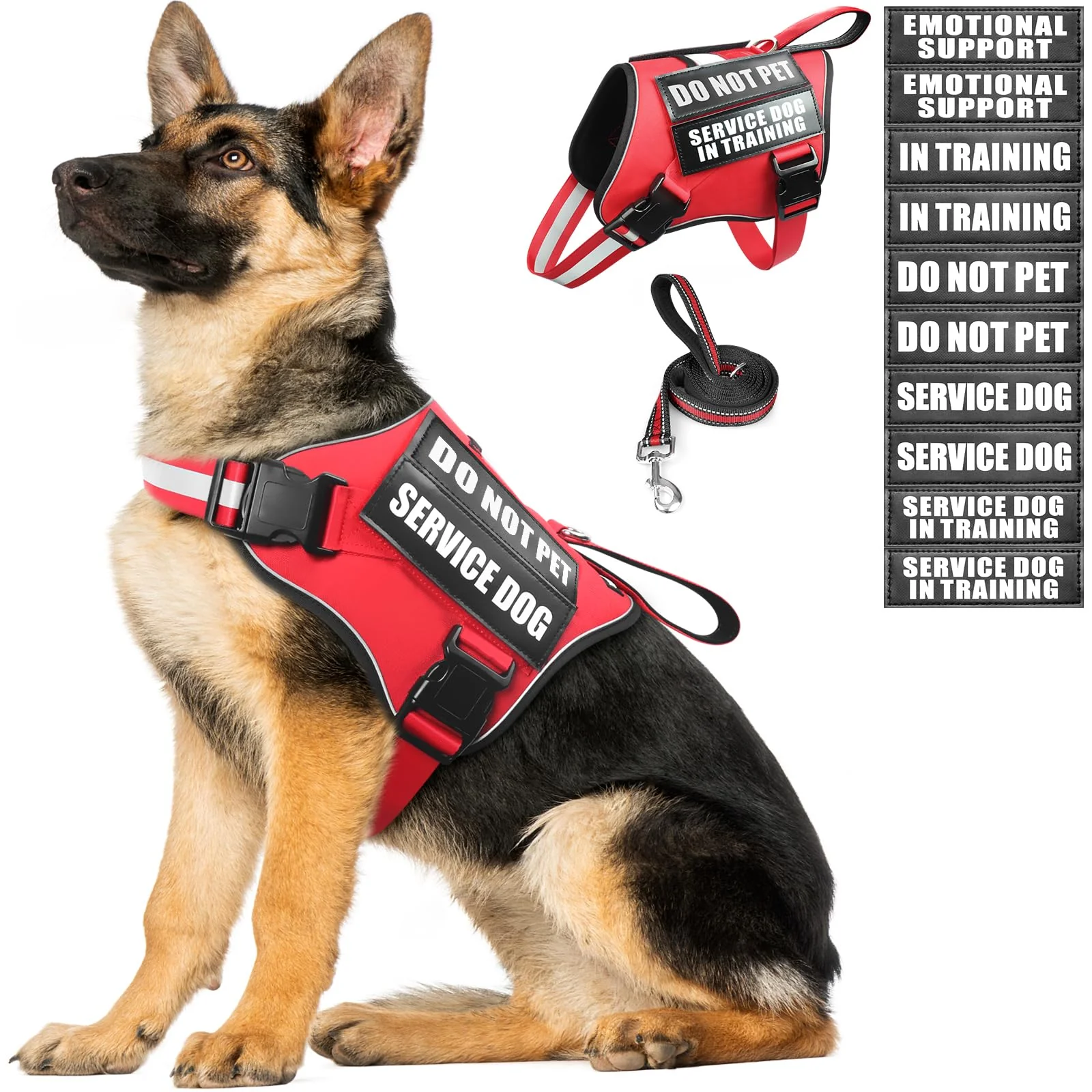 Selected MOOGROU Service Dog Vest Harness Leash Set – Reflective No-Pull Adjustable Red XL First-Class