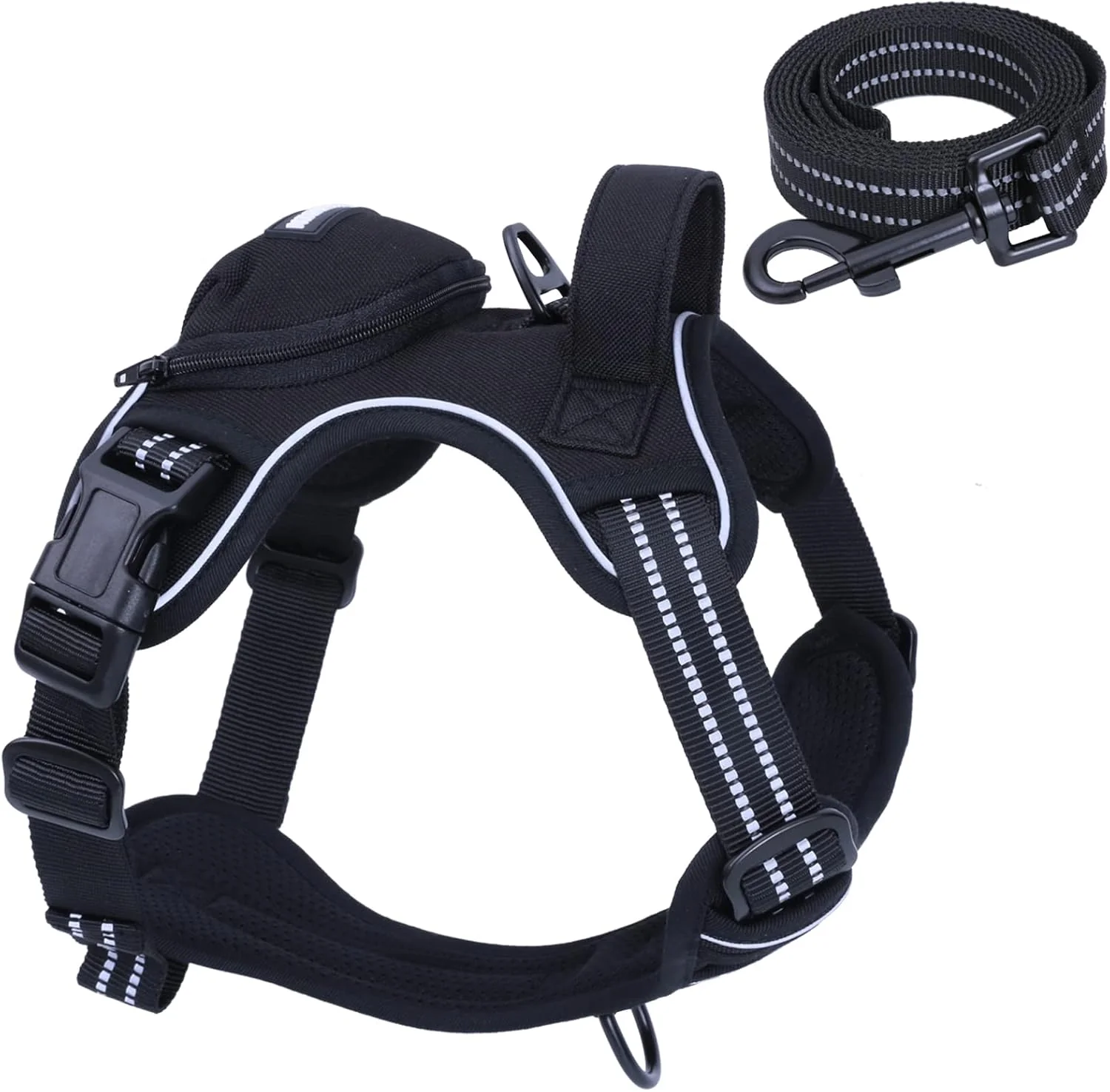 Fine No Pull Dog Harness for Medium Dogs Adjustable No Choke Pet Vest with Dog Leash Fit Smart Reflective Pet Walking Harness for Training Easy Control Soft Handle Black L Quality