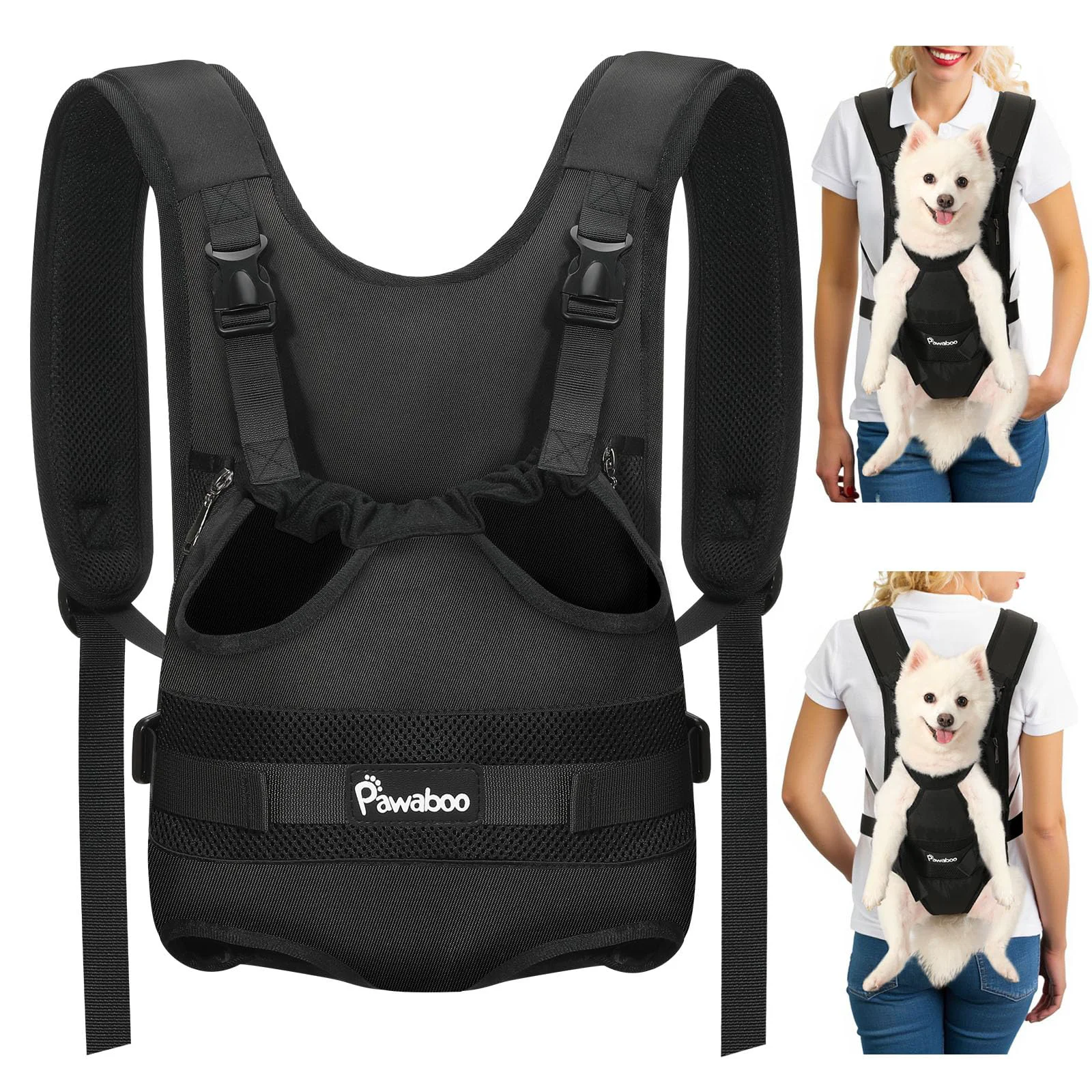 High-Performance Pawaboo Front Carrier Backpack for Dogs — Legs Out Hands- Travel S-XL Black Trusted