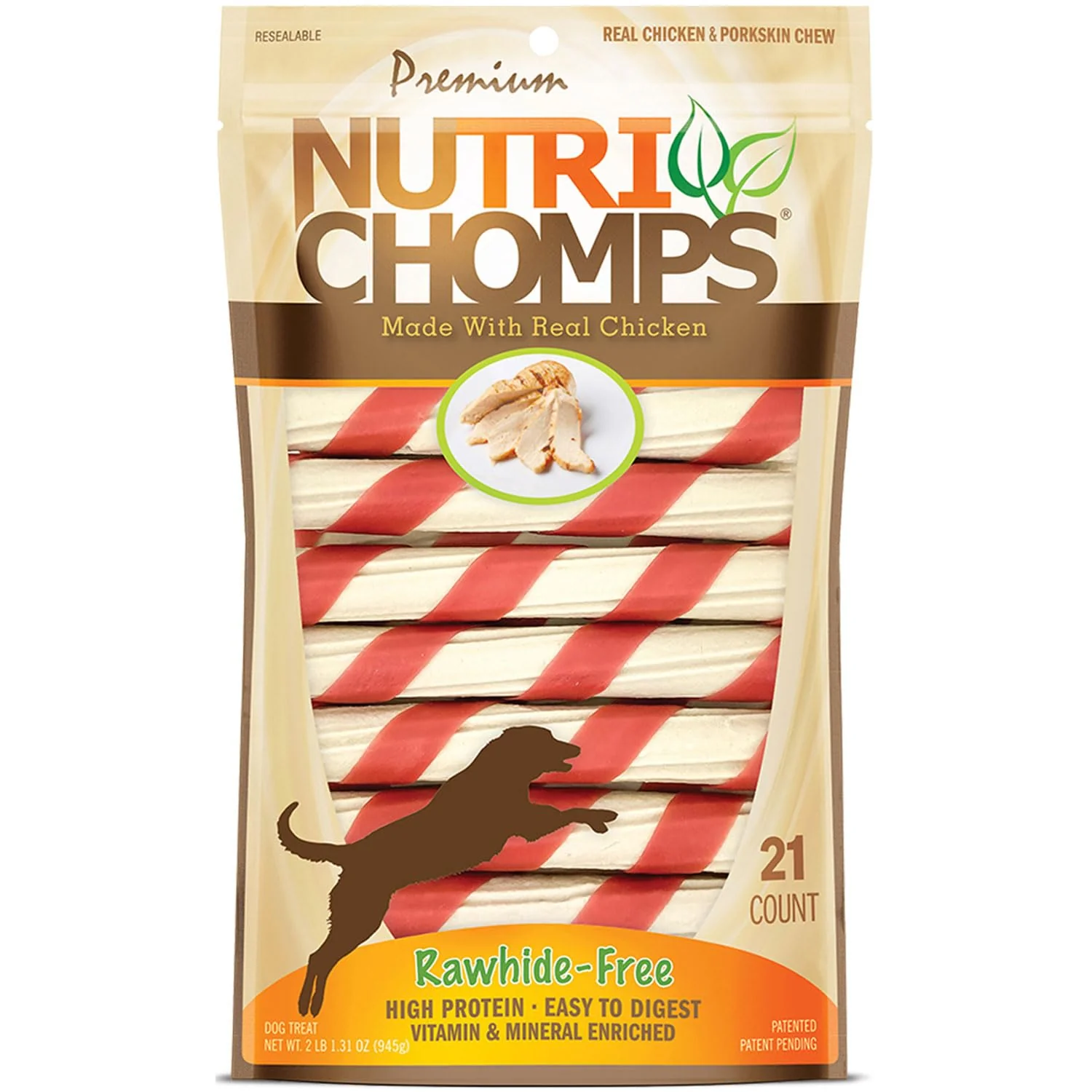 High-Performance NutriChomps Dog Chews – 6-Inch Twists Rawhide- Chicken Flavor 21 Count Comfortable