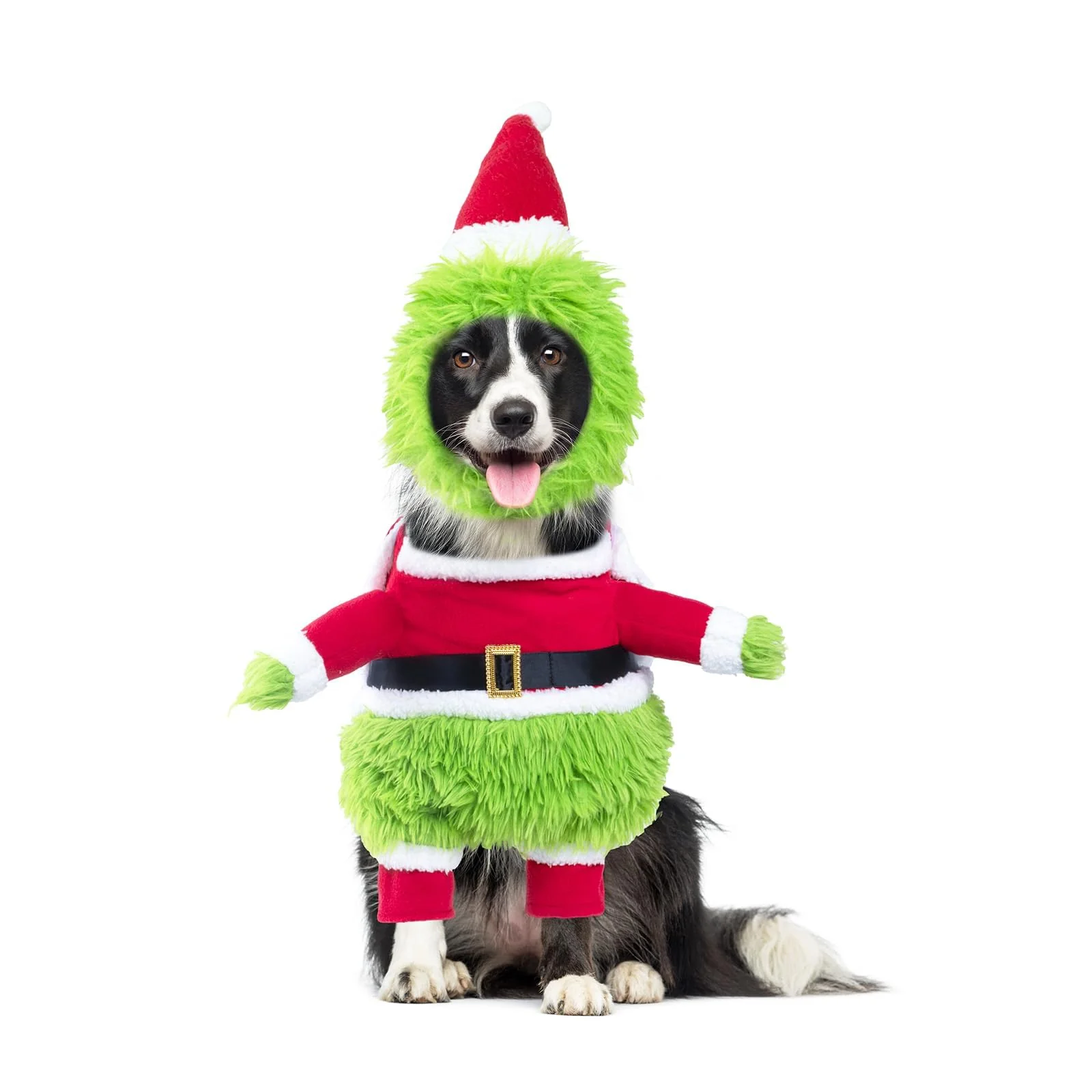 First-Class NACOCO Dog Christmas Furry Costume with Hat Cape – Cozy Holiday Outfit Green L Eco-Friendly