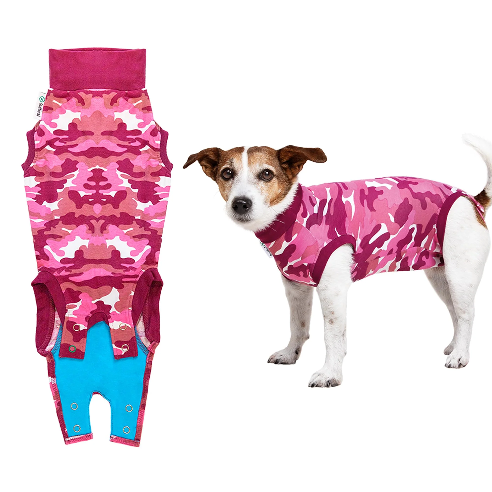 Advanced Suitical Recovery Suit for Dogs – Post-Surgery Comfort Soft Cotton-Lycra 2XS Pink Camouflage Reliable