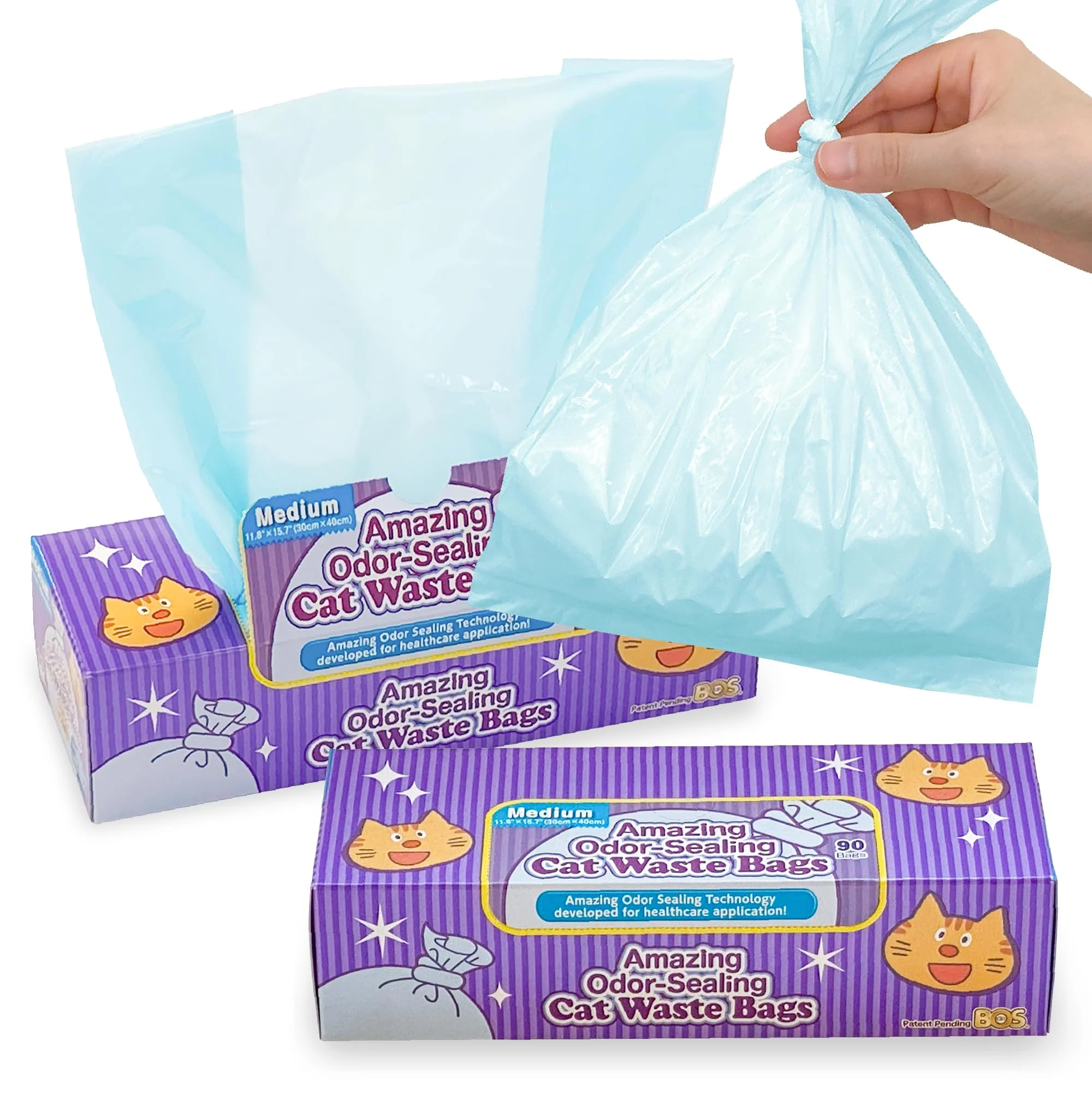 Responsible BOS Odor Sealing Cat Waste Bags – Durable Unscented – 11.8×15.7 in – Pack of 2 180 Bags Unique