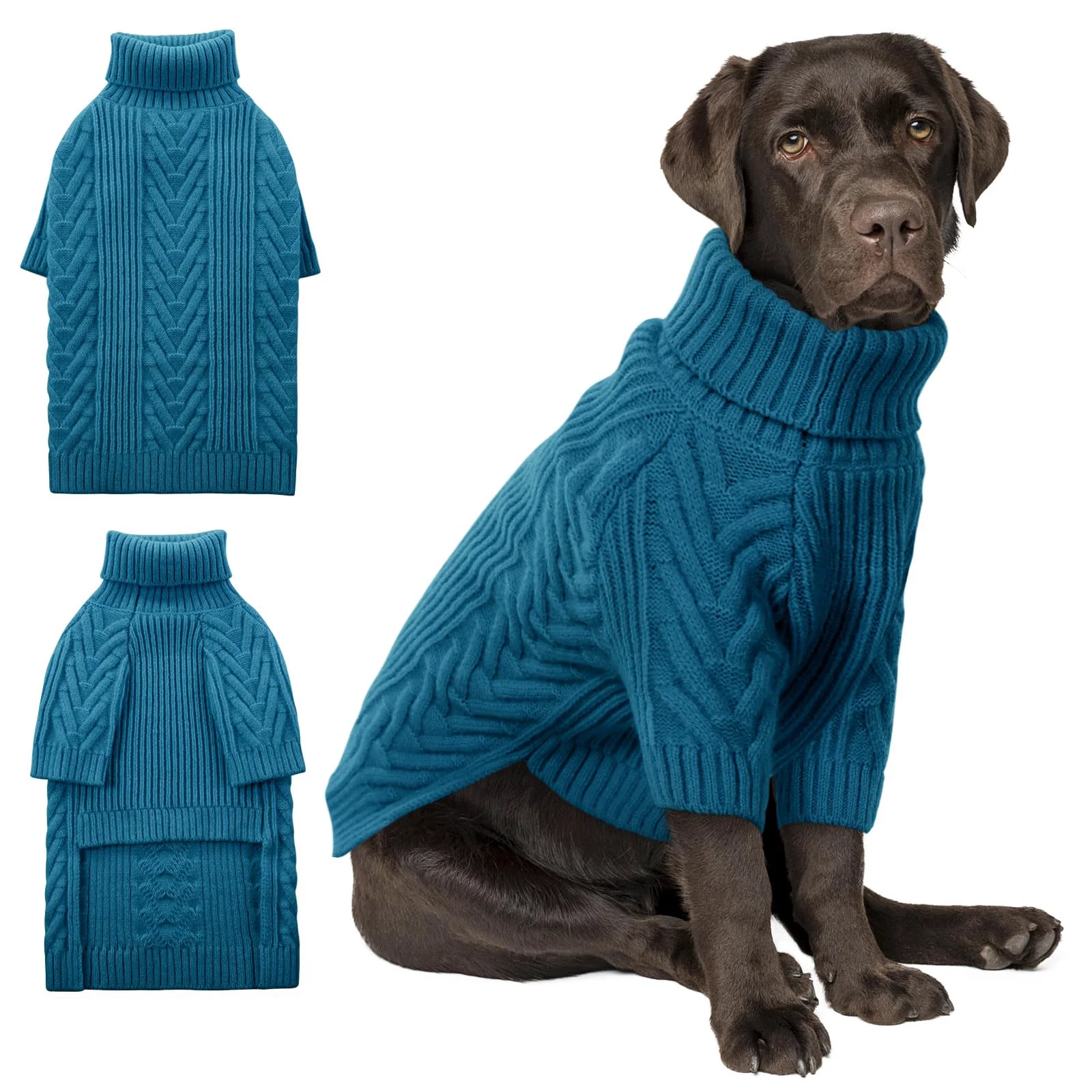 Reliable ASENKU XXL Dog Sweater for Extra Large Dogs — Teal Blue 2XL Warm Turtleneck Pullover Prestigious