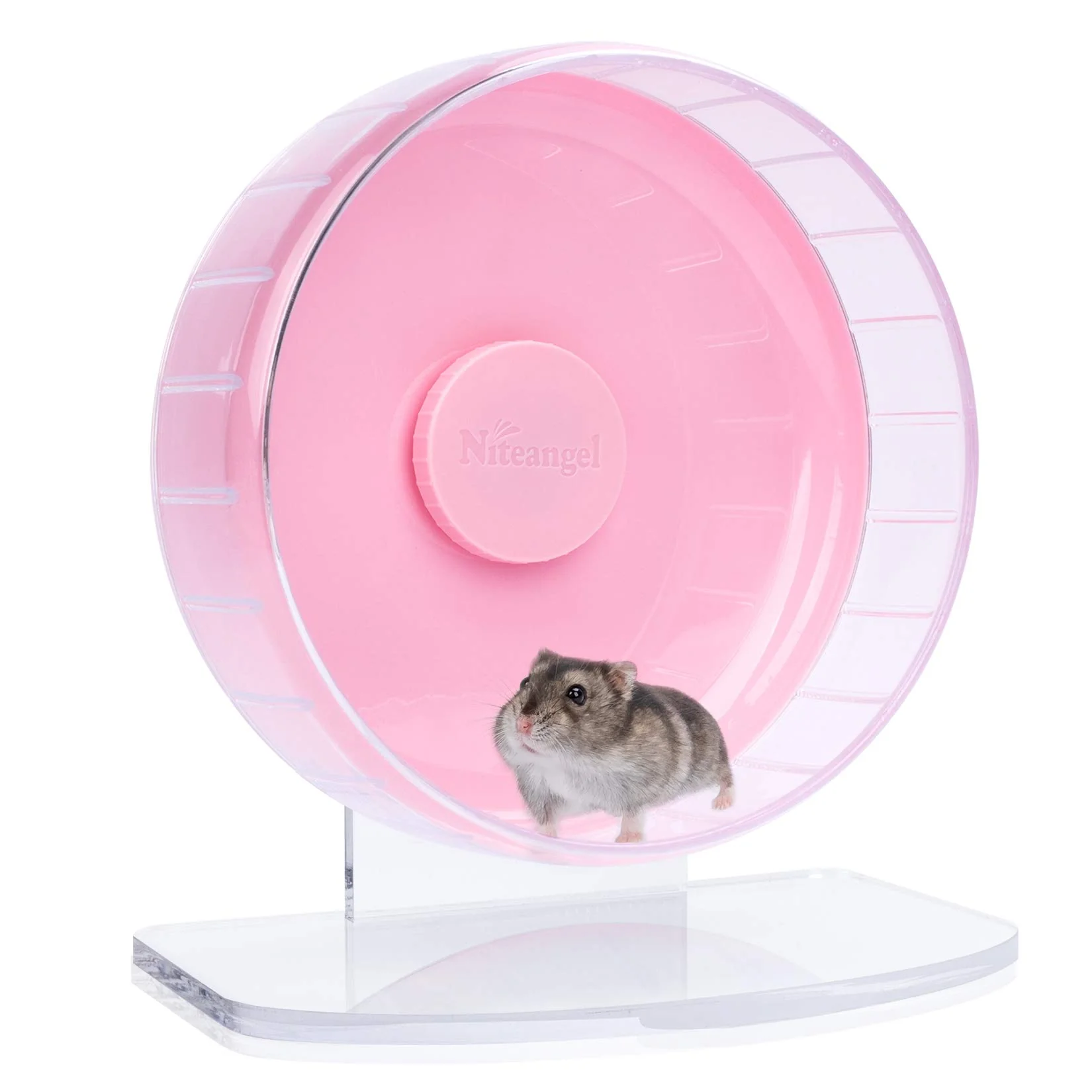 High-Performance Niteangel Super-Silent Hamster Wheel – Quiet 8.2-Inch Running Wheel with Adjustable Stand Pink Size S Dependable