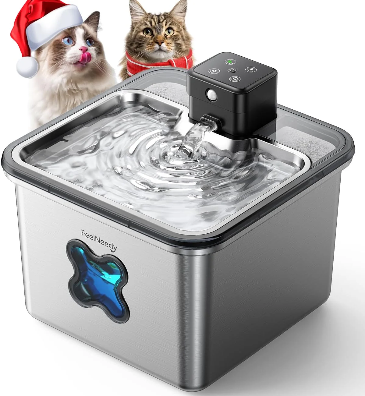 Outstanding FEELNEEDY Cat Water Fountain Cordless — 3.2L Stainless Steel 4000mAh Sensor Reusable