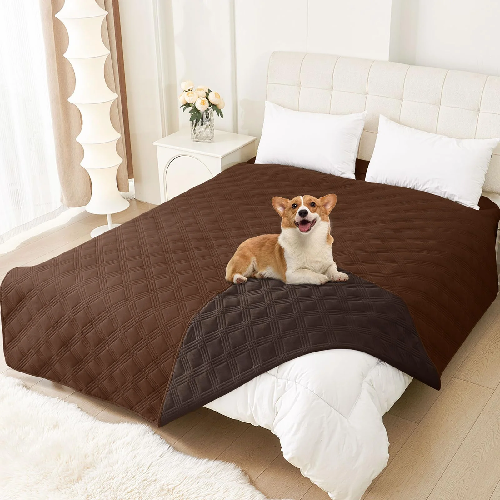 Optimized hyha Waterproof Dog Blanket 82×82 — Reversible Washable Sofa Cover Brown Chocolate Responsible
