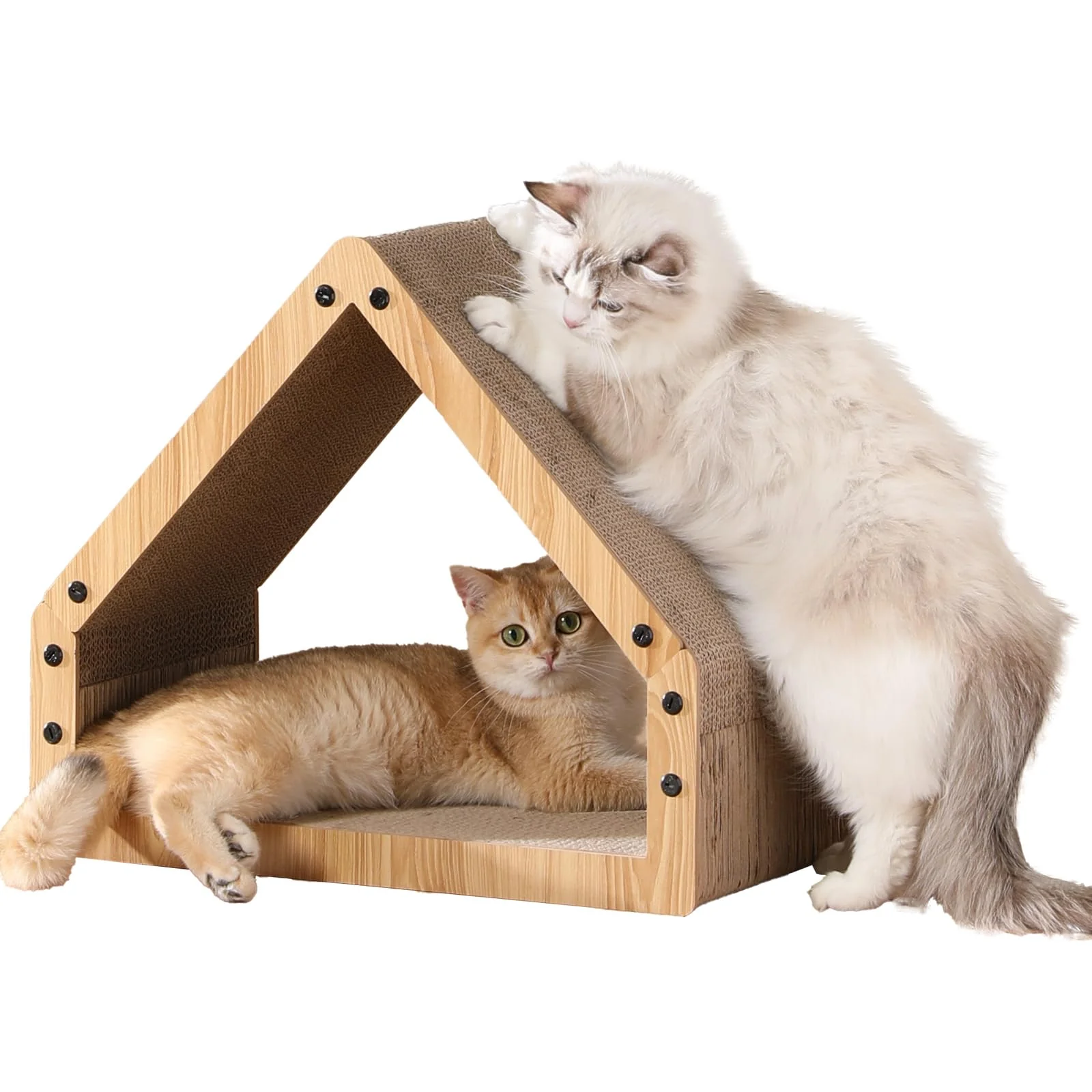 Exclusive FUKUMARU Cat Scratcher House – Cozy Cardboard Safe for Kittens Eco-Friendly 16.93 in Bevelled Surface 22 Lbs Clean