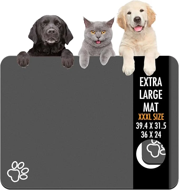 Official Dog Food Mat Non Skid Cat Bowl Mat No Stains Quick Dry Environmentally Friendly