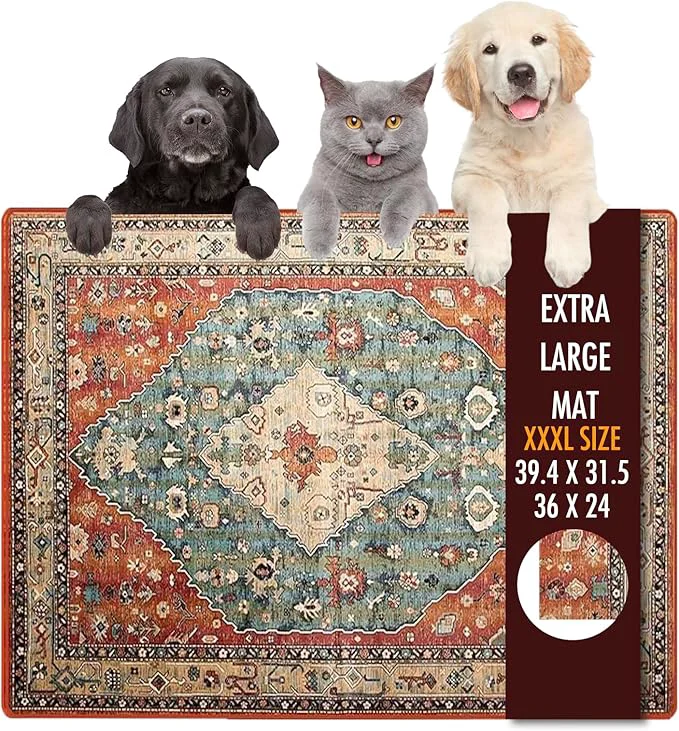 World-Class Dog Food Mat 39.4 x31.5 Largest Absorbent Dog Mat Crafted