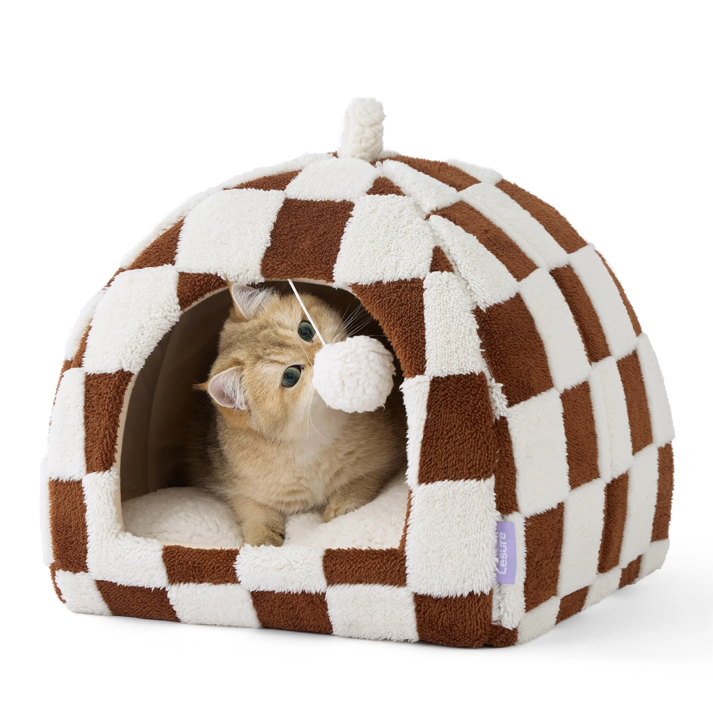 Quality LE SURE Lesure Cute Cat Bed – 2-in-1 Cat Cave for Indoor Cats 16 Brown High-Quality