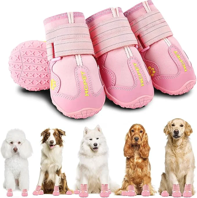 Elegant Hcpet Dog Shoes Dog Boots for Large Dogs Breathable Dog Booties Paw Protector for Summer Hot Pavement Winter Snowy Day Outdoor Walking Indoor Hardfloors Anti Slip Sole Pink Size 8About ThisOverview Enhanced