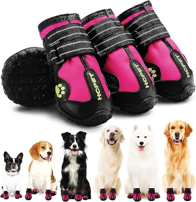 Fine Hcpet Dog Shoes Dog Boots for Small Dogs Waterproof Medium Dog Booties Paw Protector for Summer Hot Pavement Winter Snowy Day Outdoor Walking Indoor Hardfloors Anti Slip Sole Pink Size 4About ThisOverview Lightweight