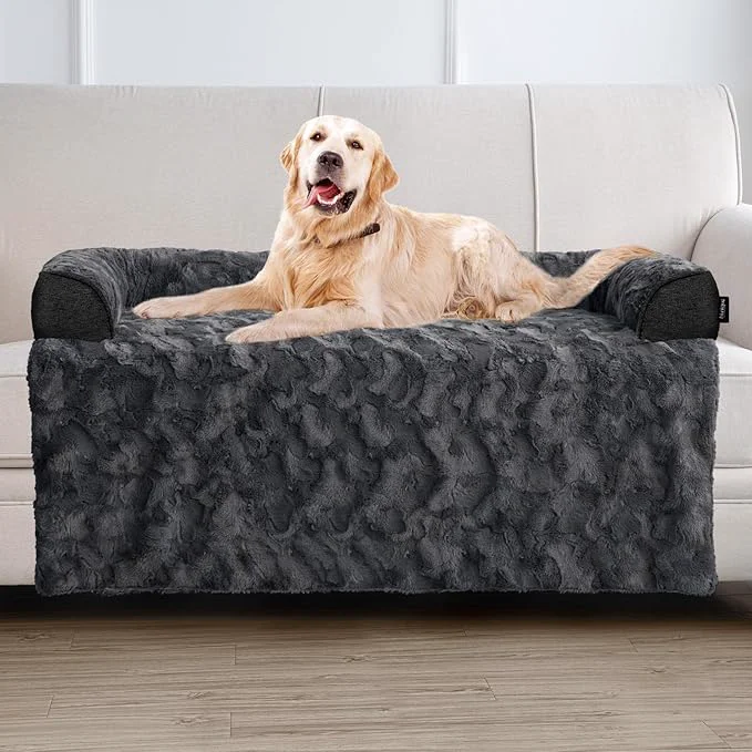 Recyclable Calming Extra Large Dog Bed for Couch 45 x 37 inch Removable Couch Cover for Dogs Washable Non-Slip Fluffy Plush Dog Sofa Mat for Furniture Protector – Dark GreyAbout ThisOverview Responsible