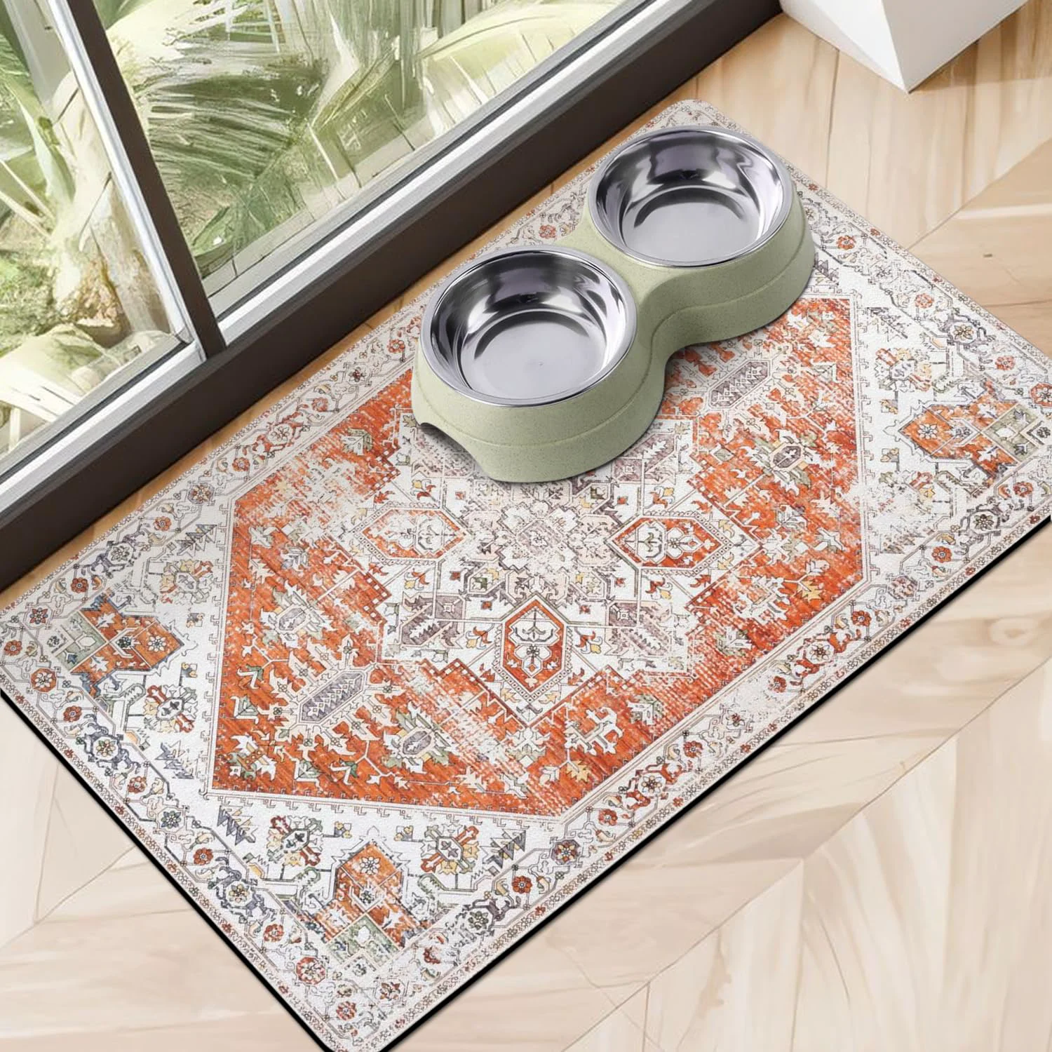 Solid Cuslnox Eco-Friendly Boho Pet Feeding Mats – Non-Slip Absorbent Food Water Mats for Cats Dogs Traditional