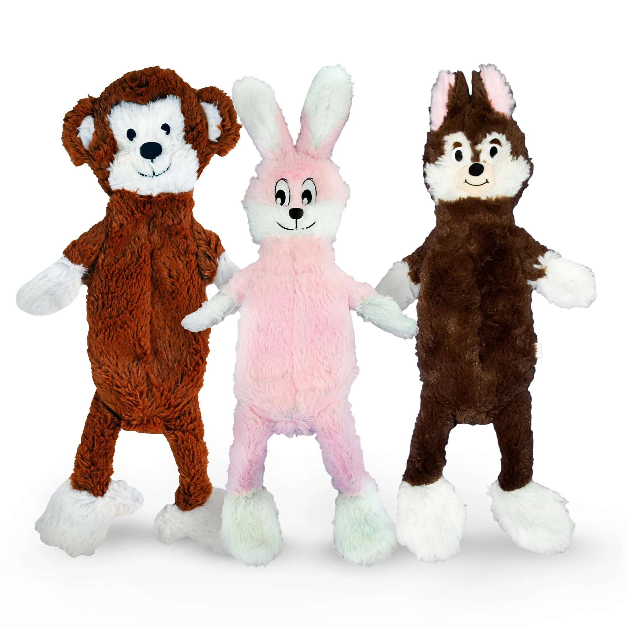 Expertly Made FGA MARKETPLACE Pack of 3 Flat No Stuffing No Squeak Plush Dog Toys – 21 Inch Elegant