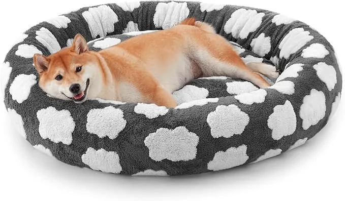 Fast JOEJOY Donut Dog Bed Medium Size Dog Cute Round Calming Pet Bed Long-Lasting