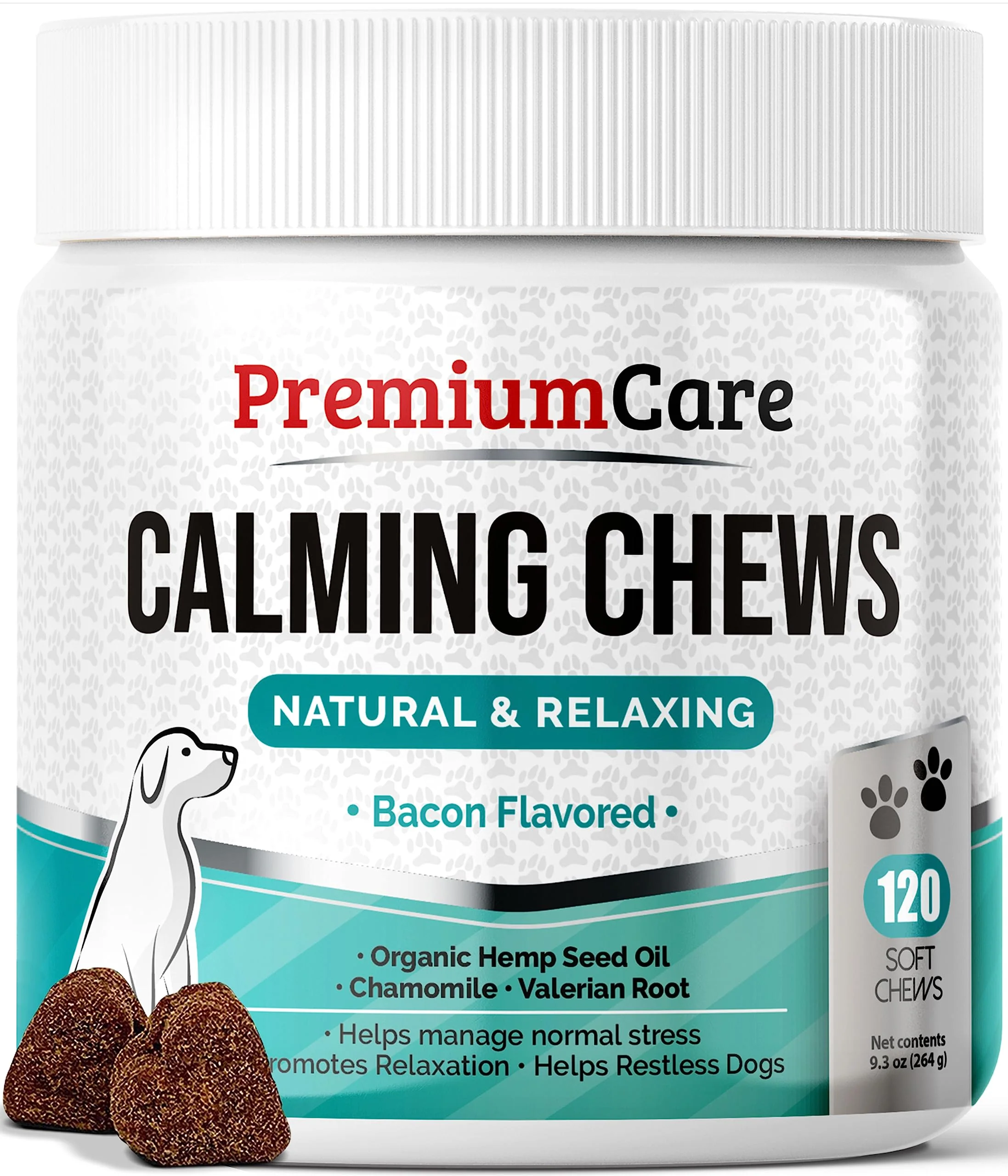 Soft PREMIUM CARE Calming Chews for Dogs – Made in USA Anxiety Stress Relief 120 Count Top-Quality