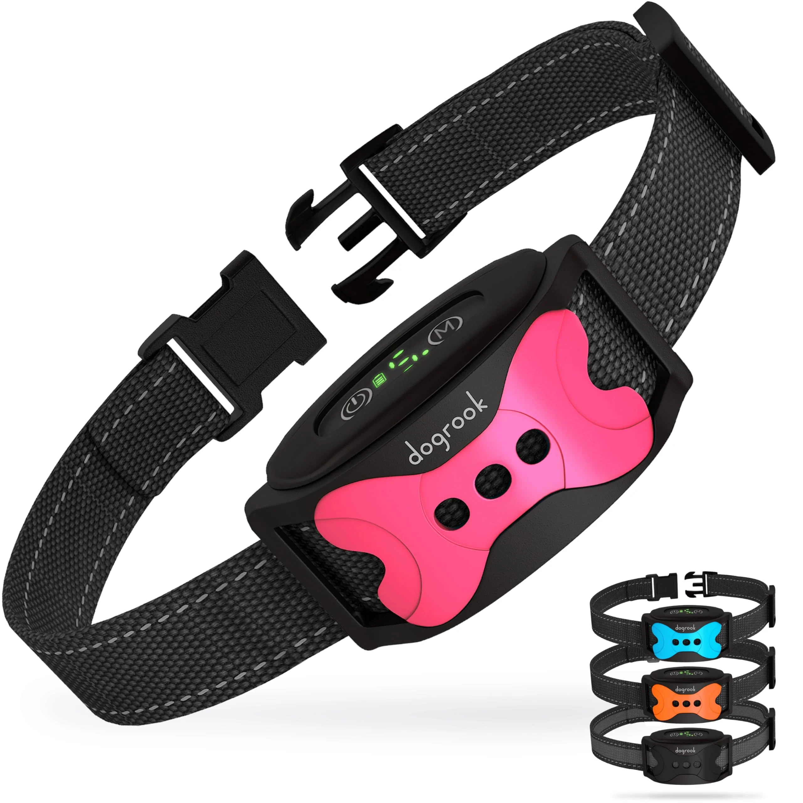 Crafted DogRook Rechargeable Bark Collar – No Shock Training Beep Vibration 12–110 lb Minimalist