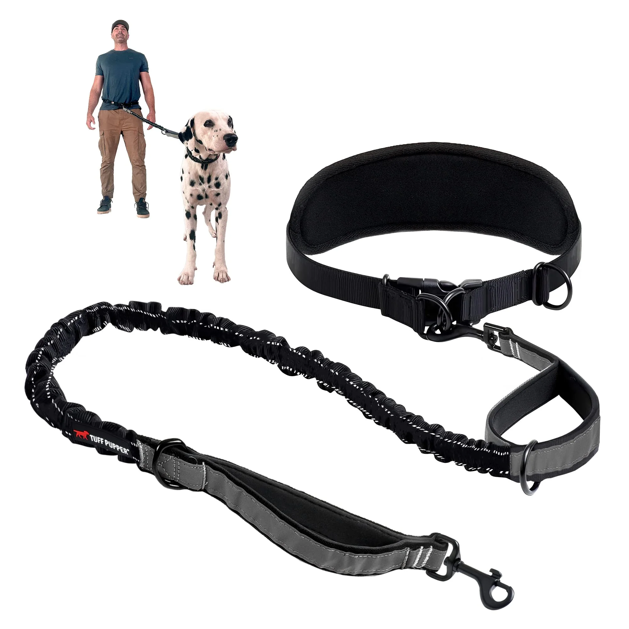 Reusable Tuff Pupper Heavy Duty Hands Leash – Up to 125 lb Reflective Dual Handles Exclusive