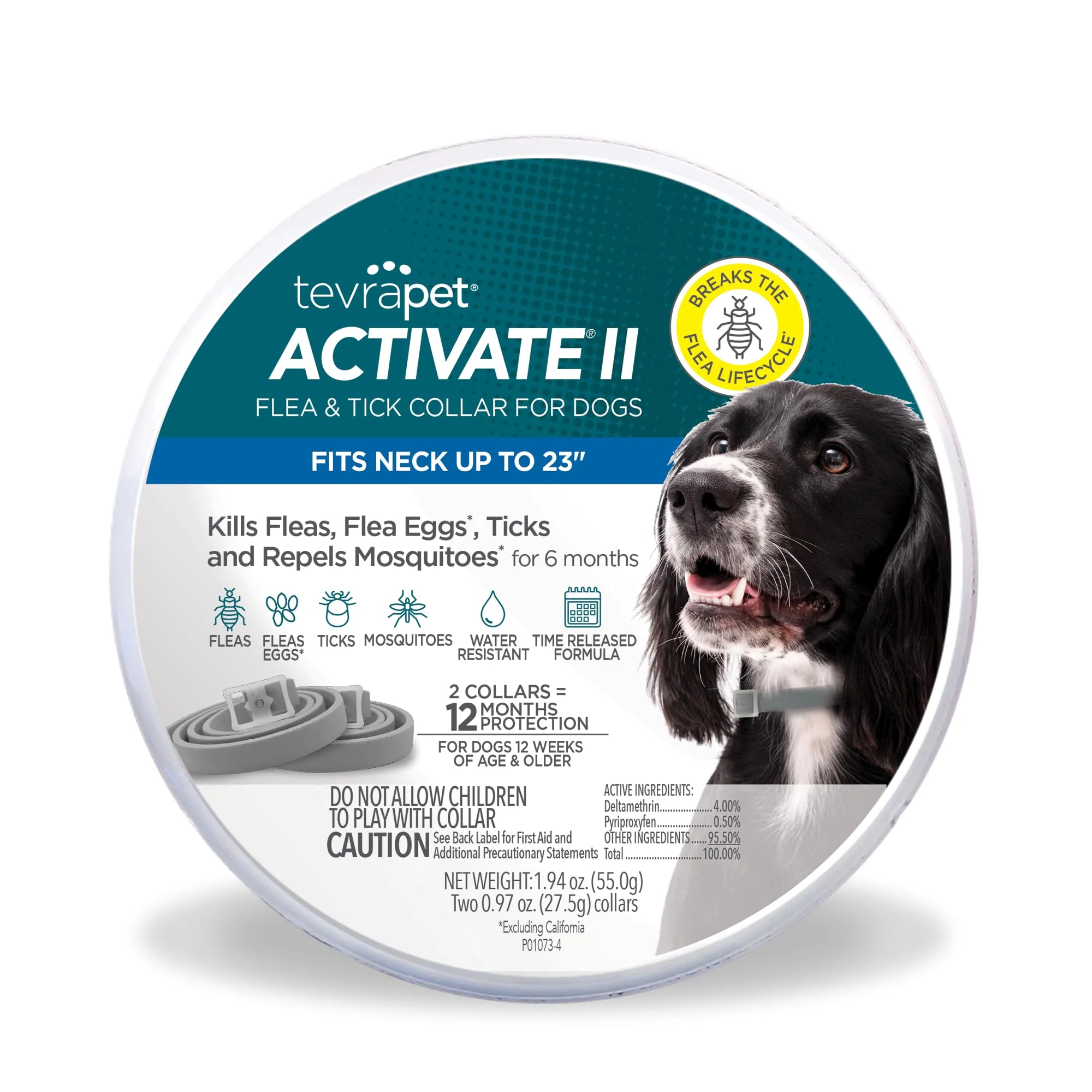 Convenient TevraPet Activate II Flea Tick Collar for Dogs – 12 Months Prevention 2 Count Medium Large Luxury