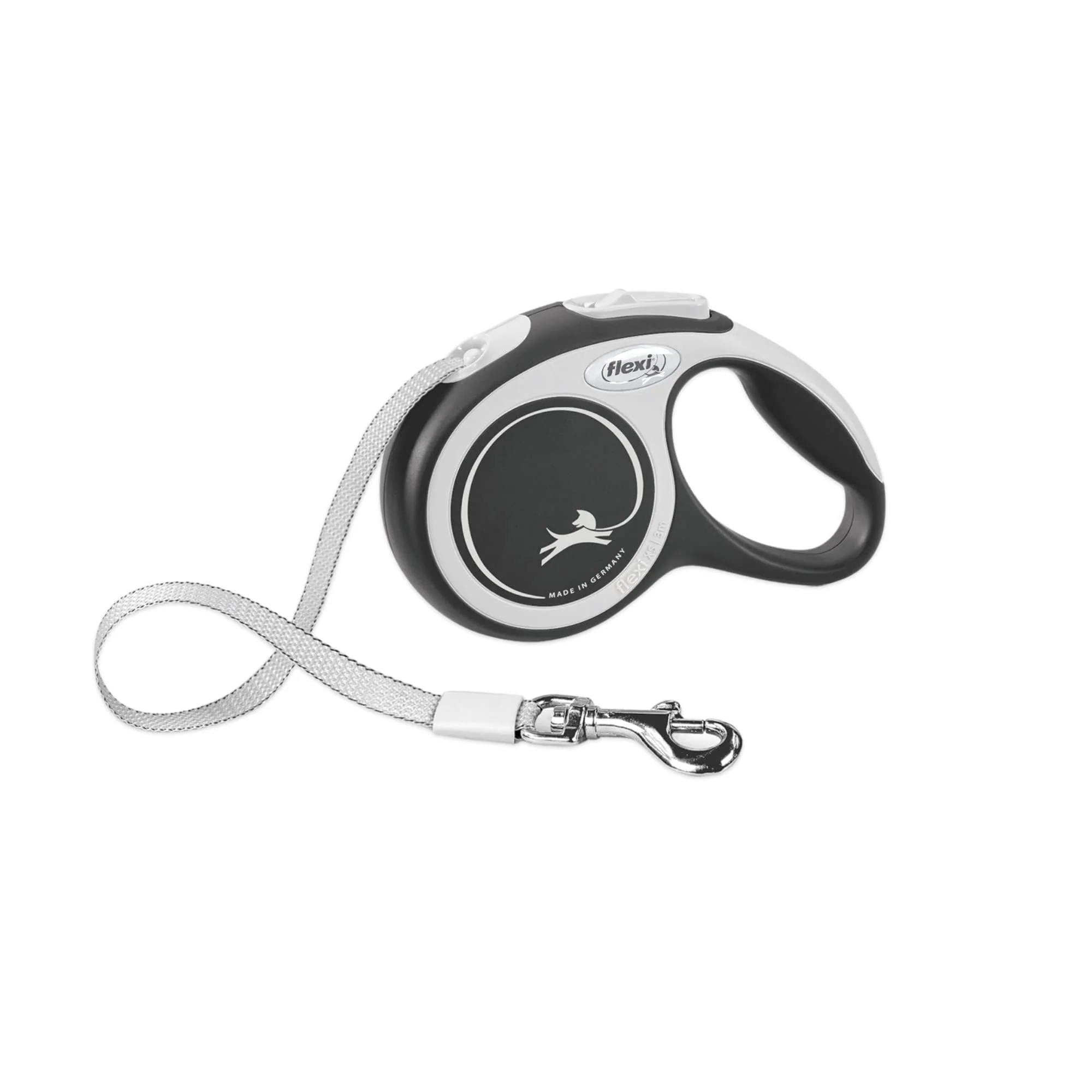 Solid FLEXI New Comfort Tape Leash for Medium Dogs Up to 55 lbs – 16 ft Grey Black German Quality Luxury