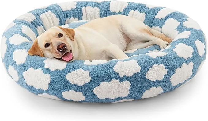 Prestigious JOEJOY Donut Large Dog Bed Cute Round Calming Dog Bed Durable