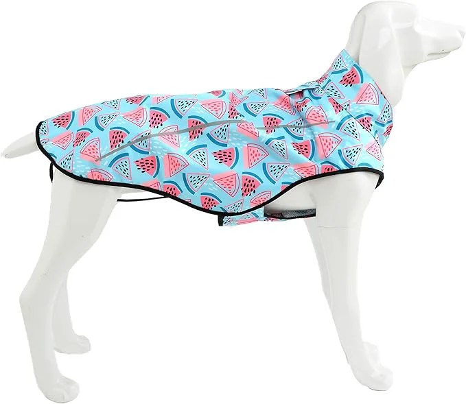 Mile High Life Dog Raincoat Adjustable Waterproof Reflective Rain Jacket for Small Medium Large Dogs Lightweight Breathable Pet Rain Coat with Leash Hole Light Blue Watermelon XXS Chest 16-19 About ThisOverview Solid