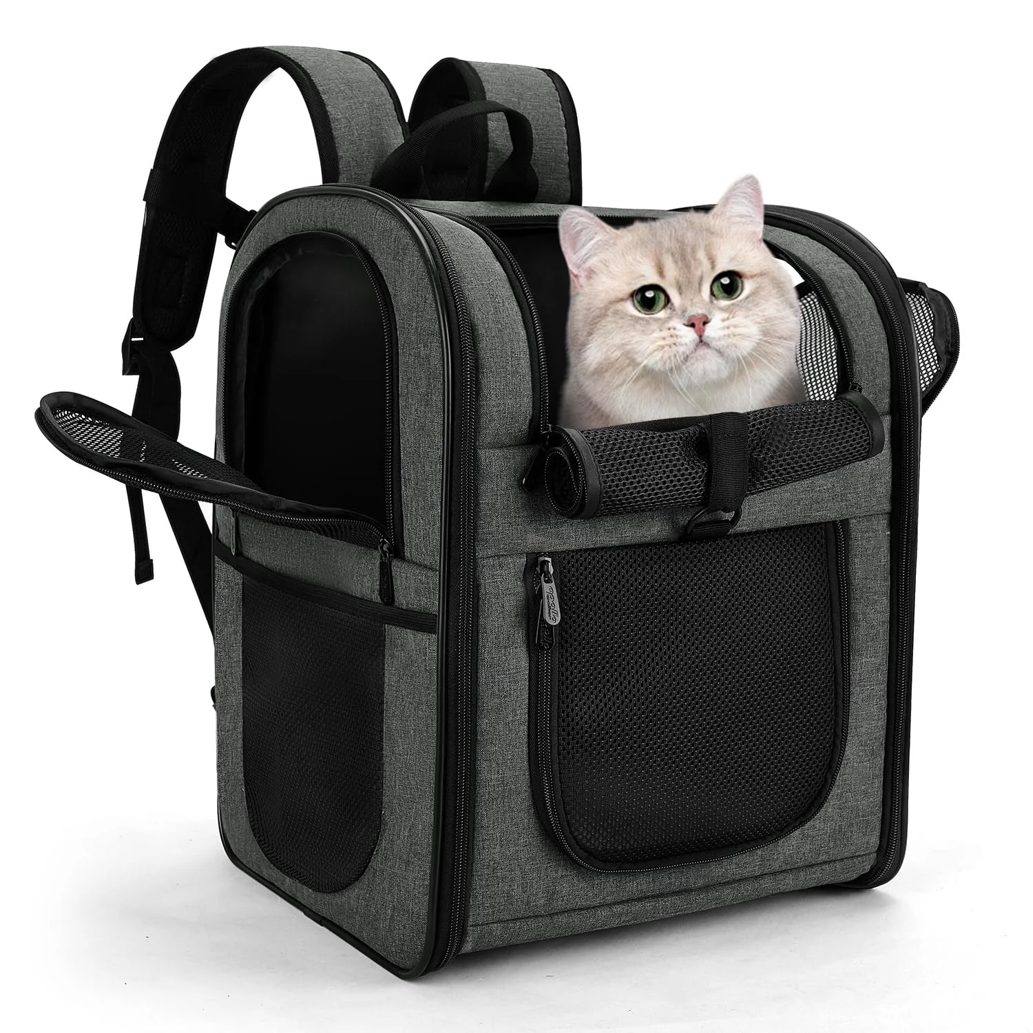 Advanced Apollo Walker Pet Carrier Backpack for Cats Dogs up to 18 lbs — Travel Hiking Gray Crafted