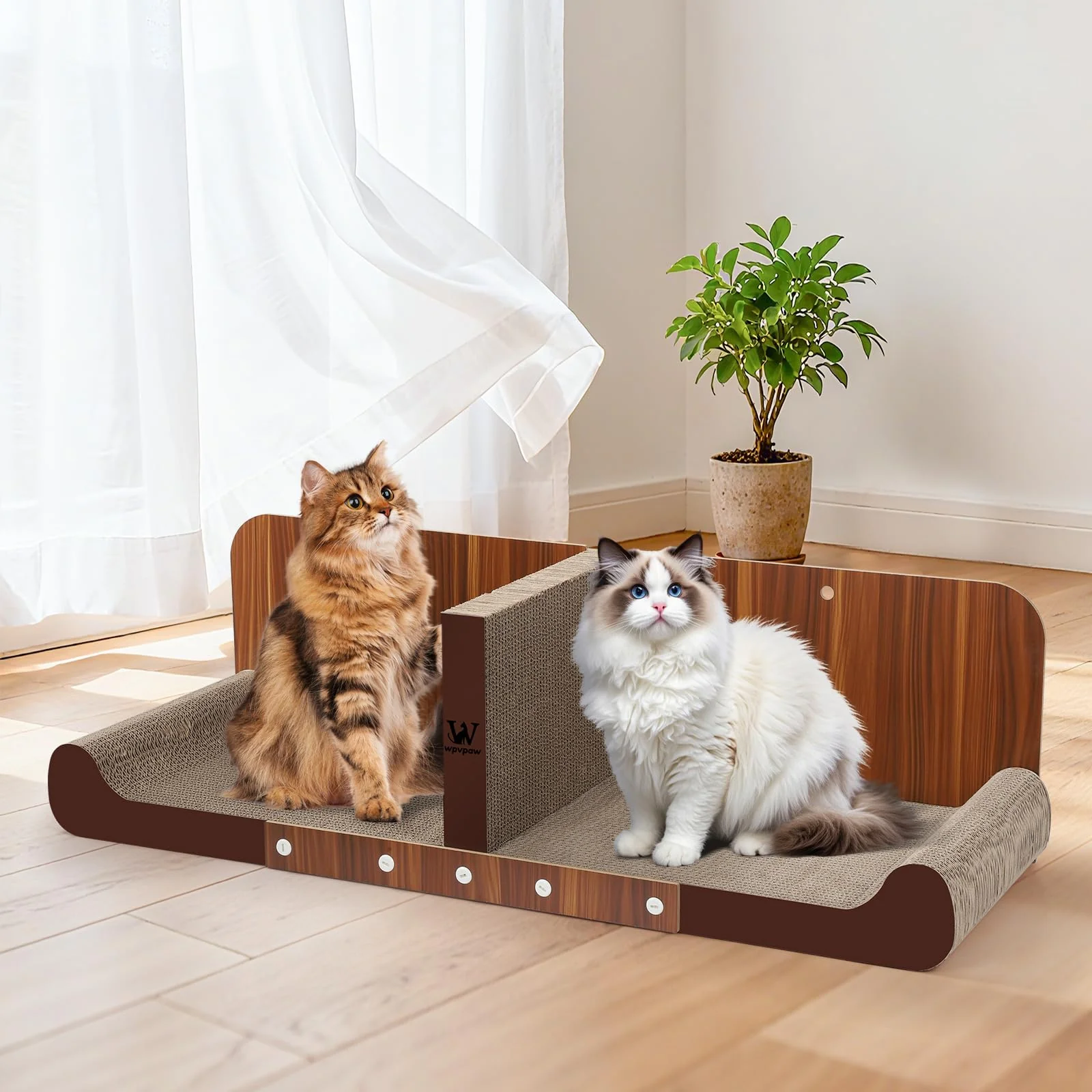 Modern wpvpaw 34 Inch Cat Scratcher Bed – Upgraded Convertible Cardboard Scratcher for Indoor Cats Versatile