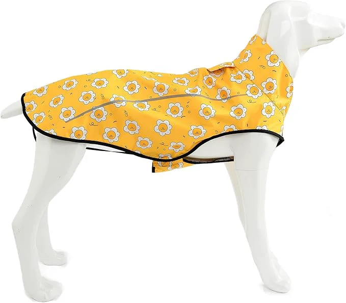 Natural Mile High Life Dog Raincoat Adjustable Waterproof Reflective Rain Jacket for Small Medium Large Dogs Lightweight Breathable Pet Rain Coat with Leash Hole Yellow Sun M Chest 26-32 About ThisOverview Environmentally Friendly