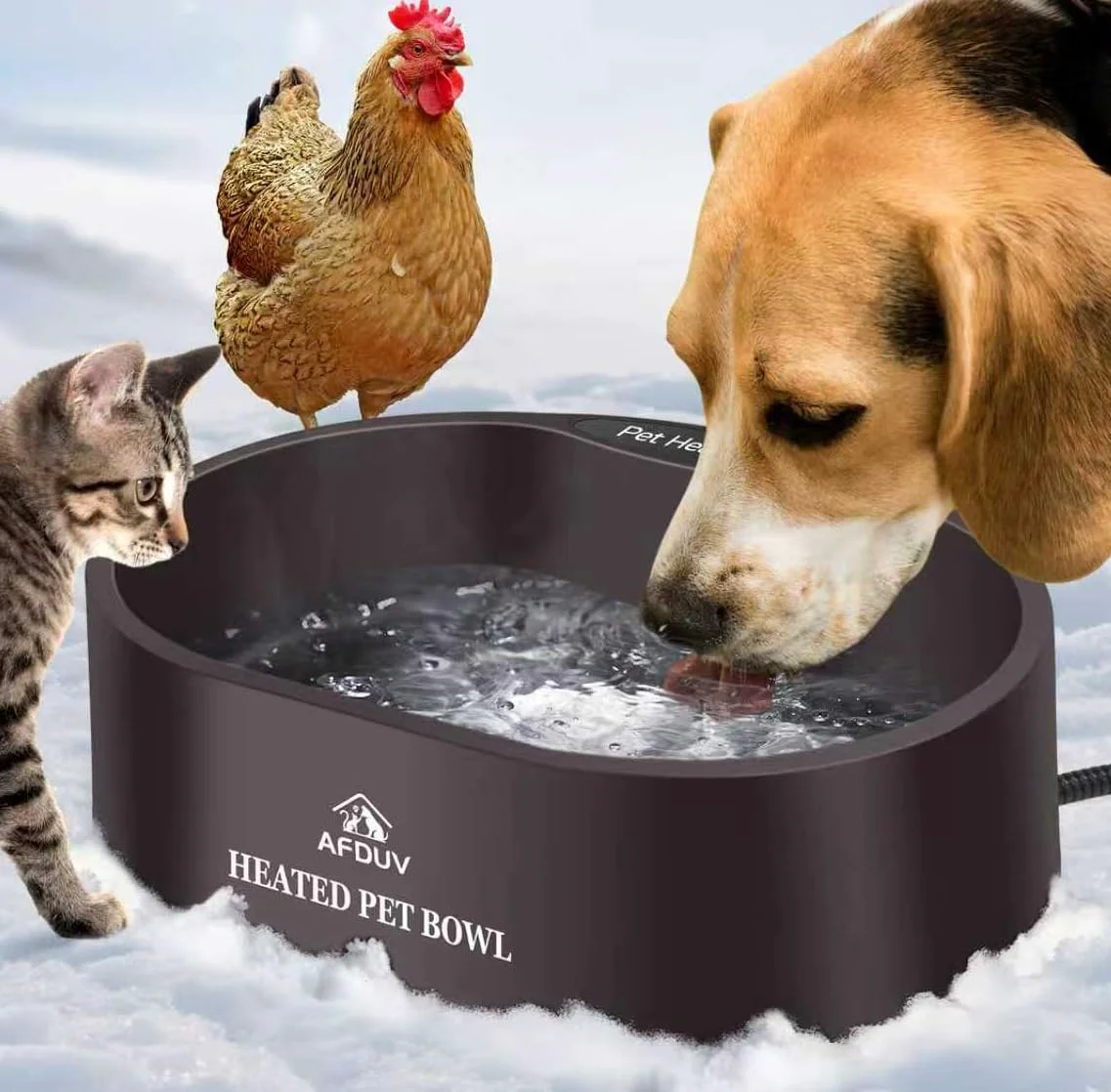 High-Quality AFDUV Heated Water Bowl Outdoor 3.7L – Thermostatic Pet Waterer for Dogs Cats Birds in Winter Contemporary