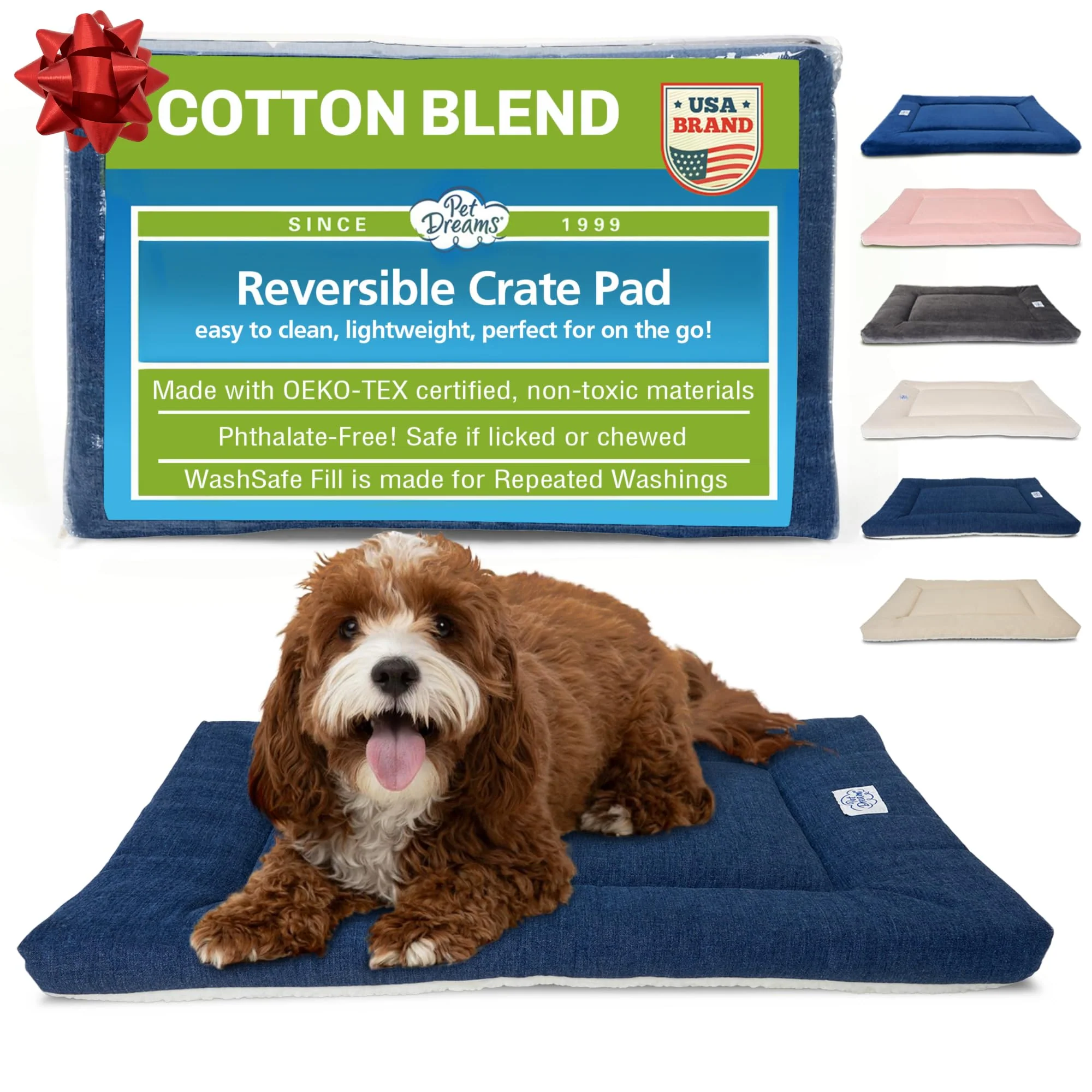 Reliable Pet Dreams Dog Crate Pad – Washable Kennel Mat for Crates 18-48 Inches Denim Medium 30 OEKO-TEX Top-Quality