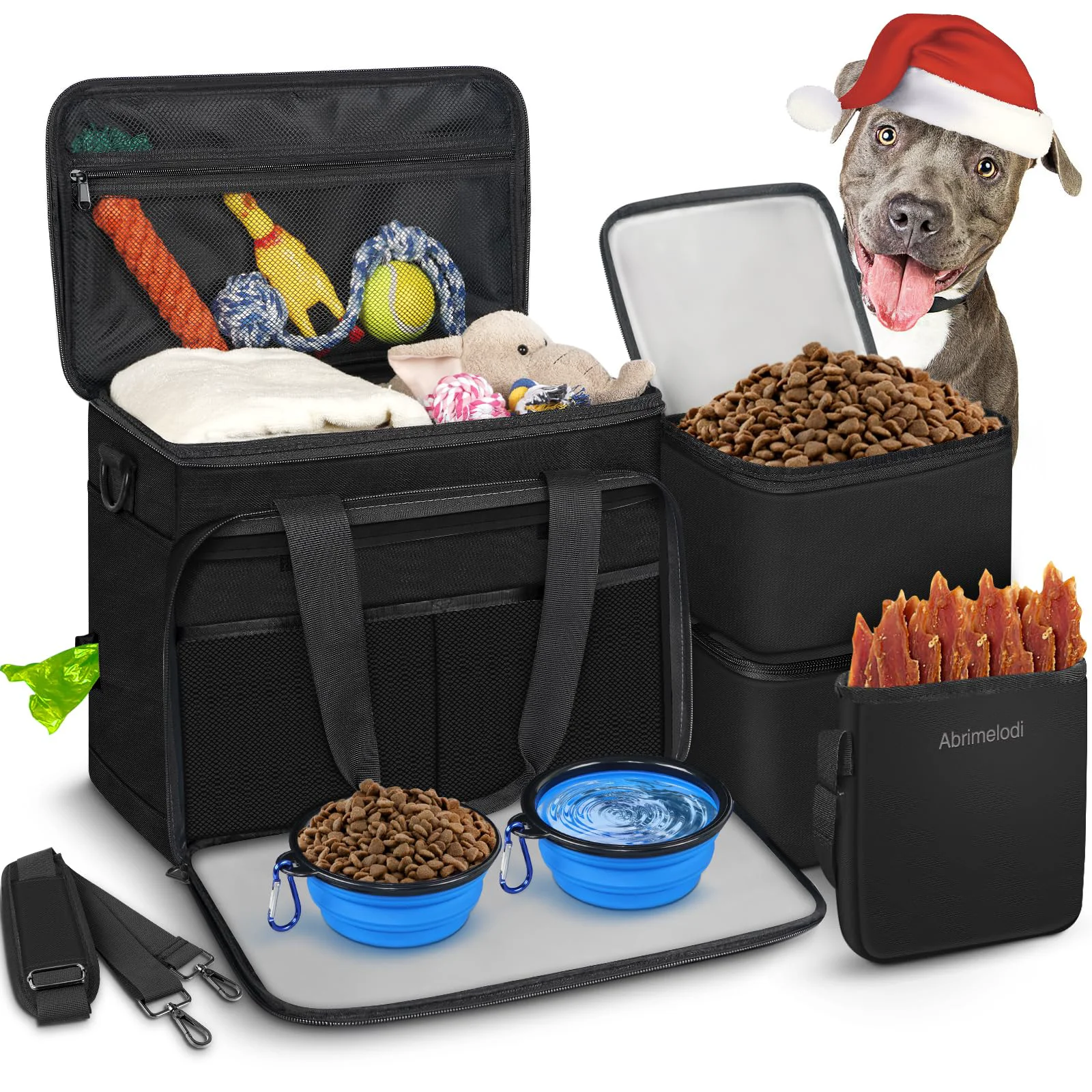 Outstanding Abrimelodi 6-Piece Dog Travel Bag Set – All-in-One Pet Travel Kit Black Powerful