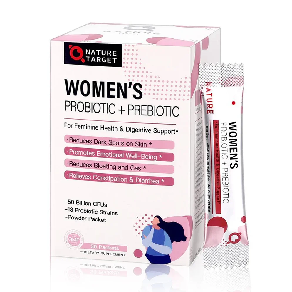 Breathable Women’s Probiotic Prebiotic Powder 50 Billion CFUs 13 Strains Prebiotic Blend 1380mg 30 Servings Organic
