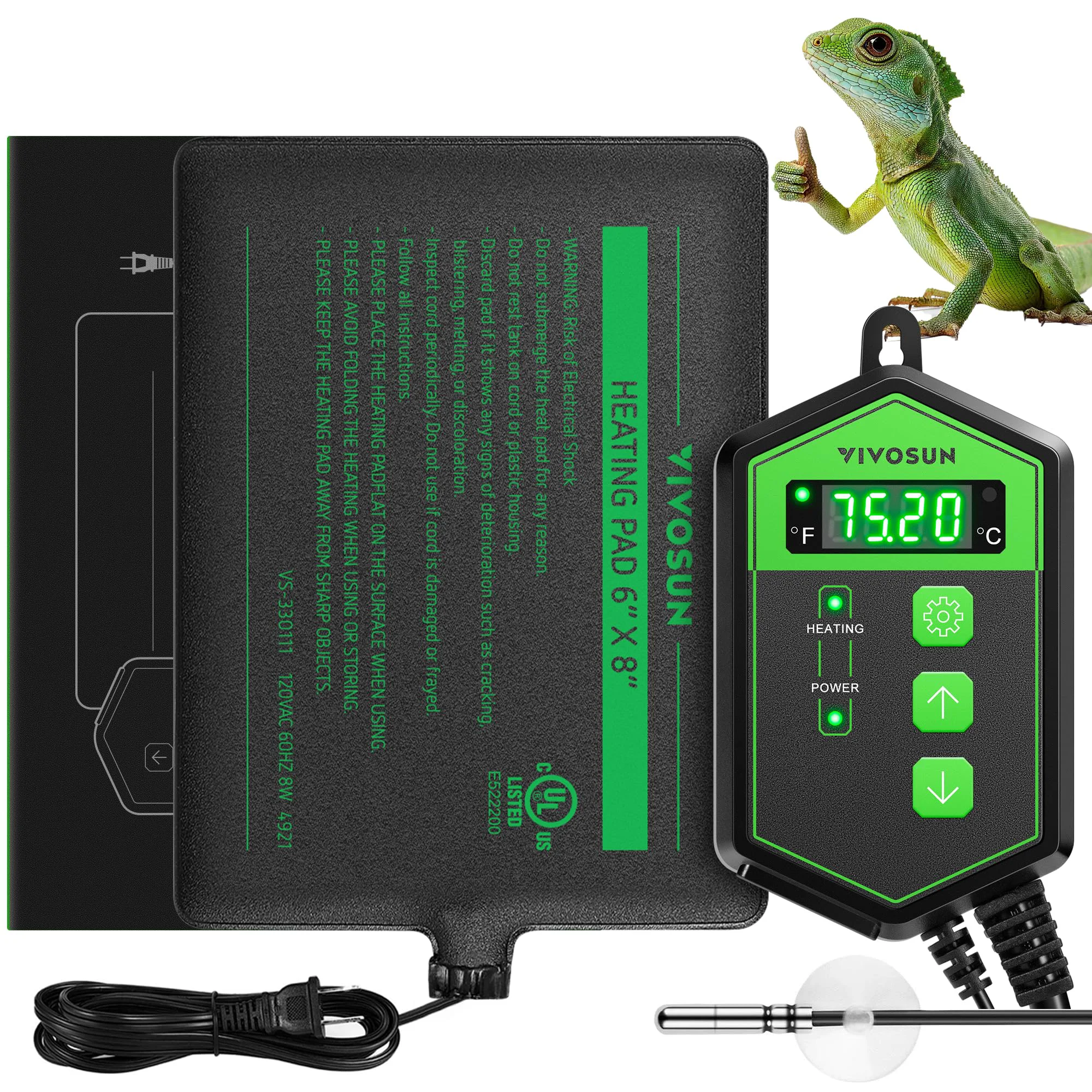Consistent VIVOSUN Reptile Heating Pad 6×8 Inch with Thermostat Combo – Under Tank Terrarium Heating Mat Selected