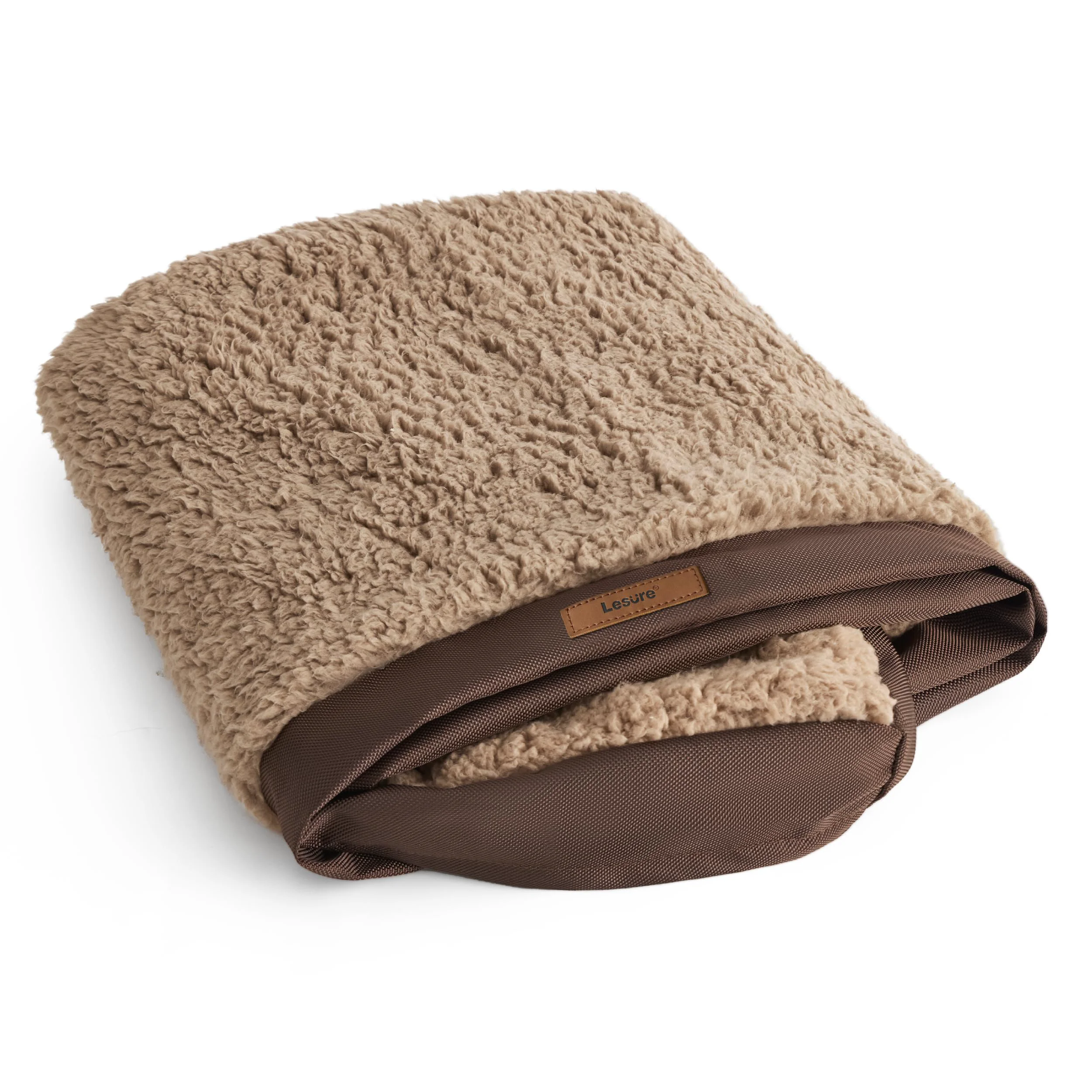 Prestigious LE SURE XL Washable Dog Bed Cover – Plush Fleece Non-Slip 44x32x3 in Brown Efficient