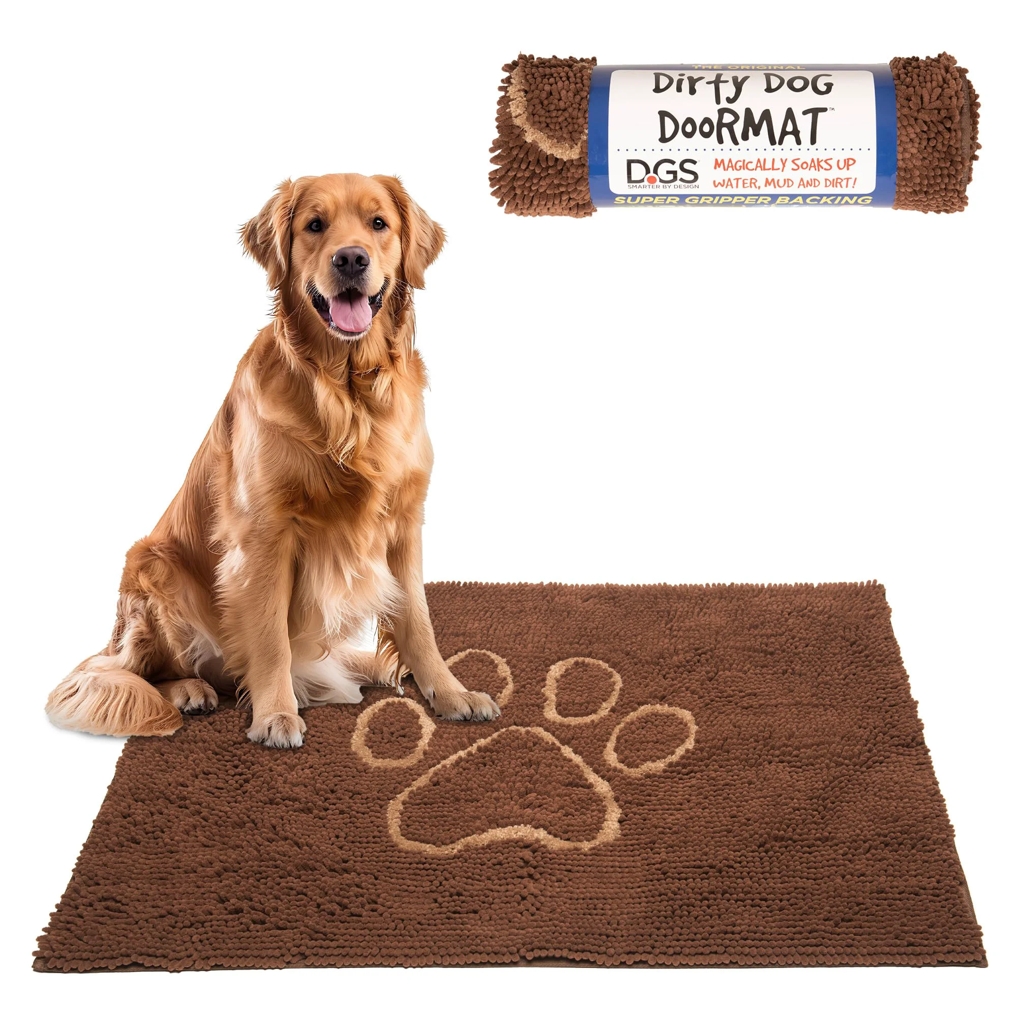 Minimalist Dog Gone Smart Dirty Dog Doormat – Ultra-Absorbent Fast-Drying Doormat with Non-Slip Backing Mocha Convenient
