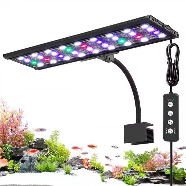 Solid AQQA LED Aquarium Light 18W for 16-24 Inch Tanks 24 7 Mode DIY Full Spectrum Reusable