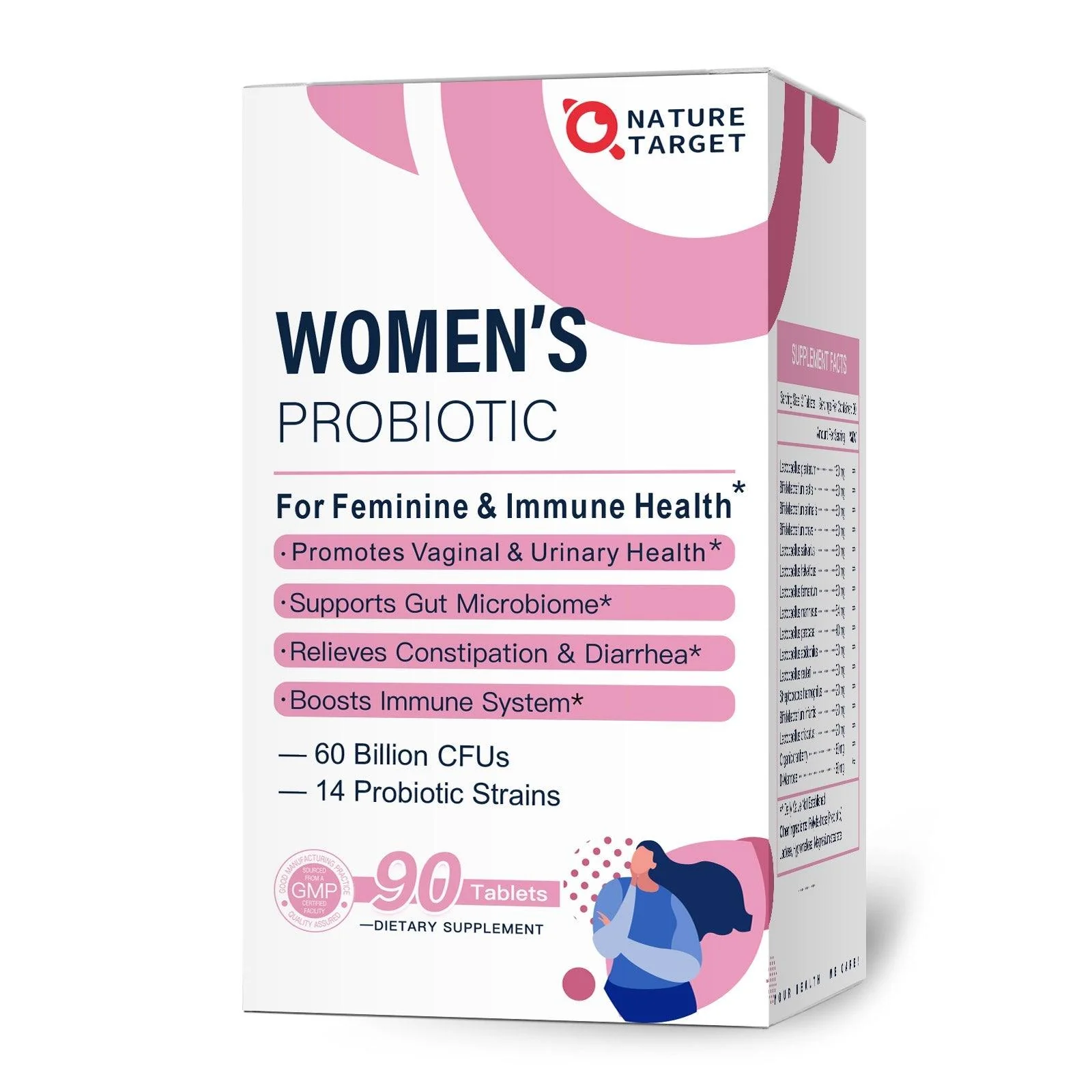 Excellent Women’s Probiotics 60 Billion CFUs 14 Strains Cranberry 60mg D-Mannose 60mg 90 Tablets High-Grade