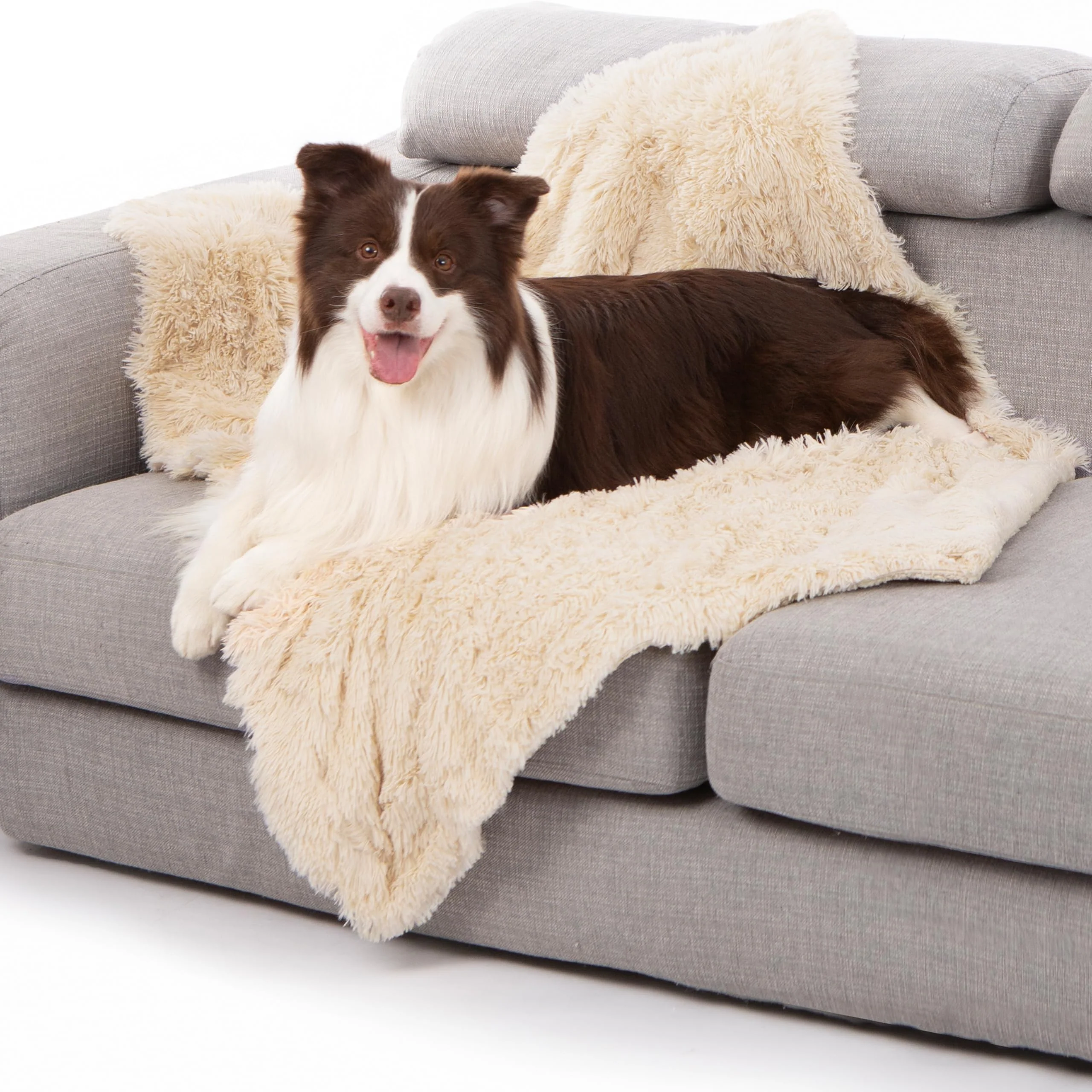 Exceptional gogobunny Waterproof Pet Blanket for Large Dogs Cats — Reversible Faux Fur 40×50 in Beige Elite
