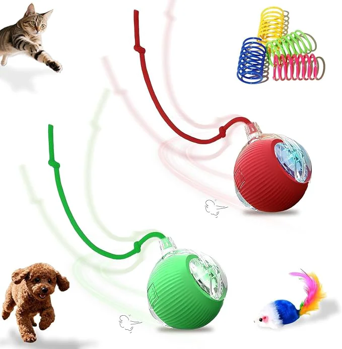 Green 2-Pack Interactive Cat Toys Ball Luxury