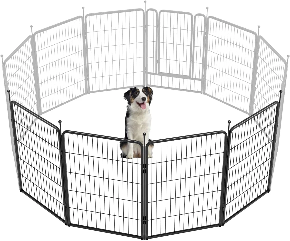 Premium Material FXW Rollick Unleashed Dog Playpen for Indoor Yard RV Camping 40 inch 4 Panels for Medium and Large Dogs Black│Patented Premium